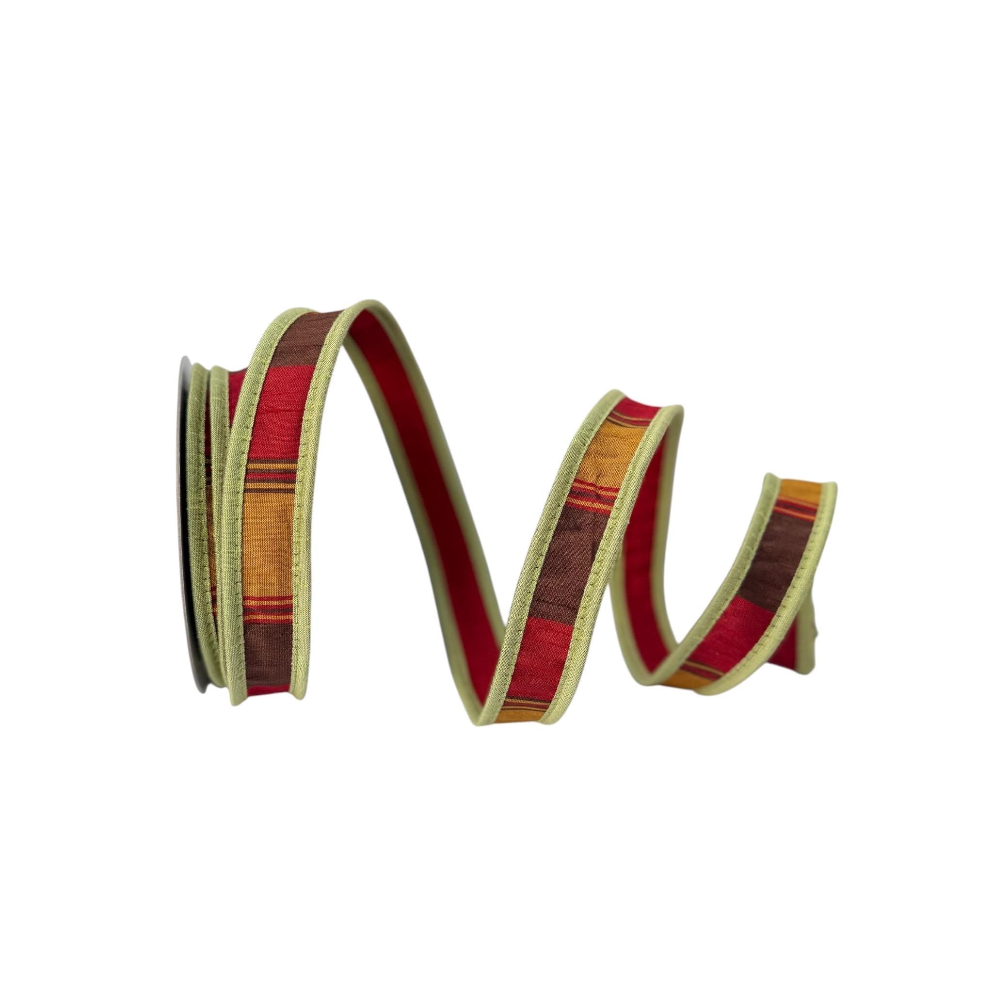 John Mark Harvest Striped Wired Ribbon | Premium Designer Ribbon for Wreaths, Bows & Fall Decorating