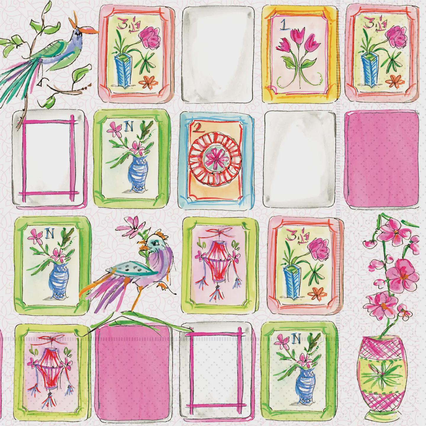 Mahjong Cocktail Napkins Pink Mahjong Paper Napkins Hostess Gift Mahjong Party Decor Game Night Entertaining Set of 20