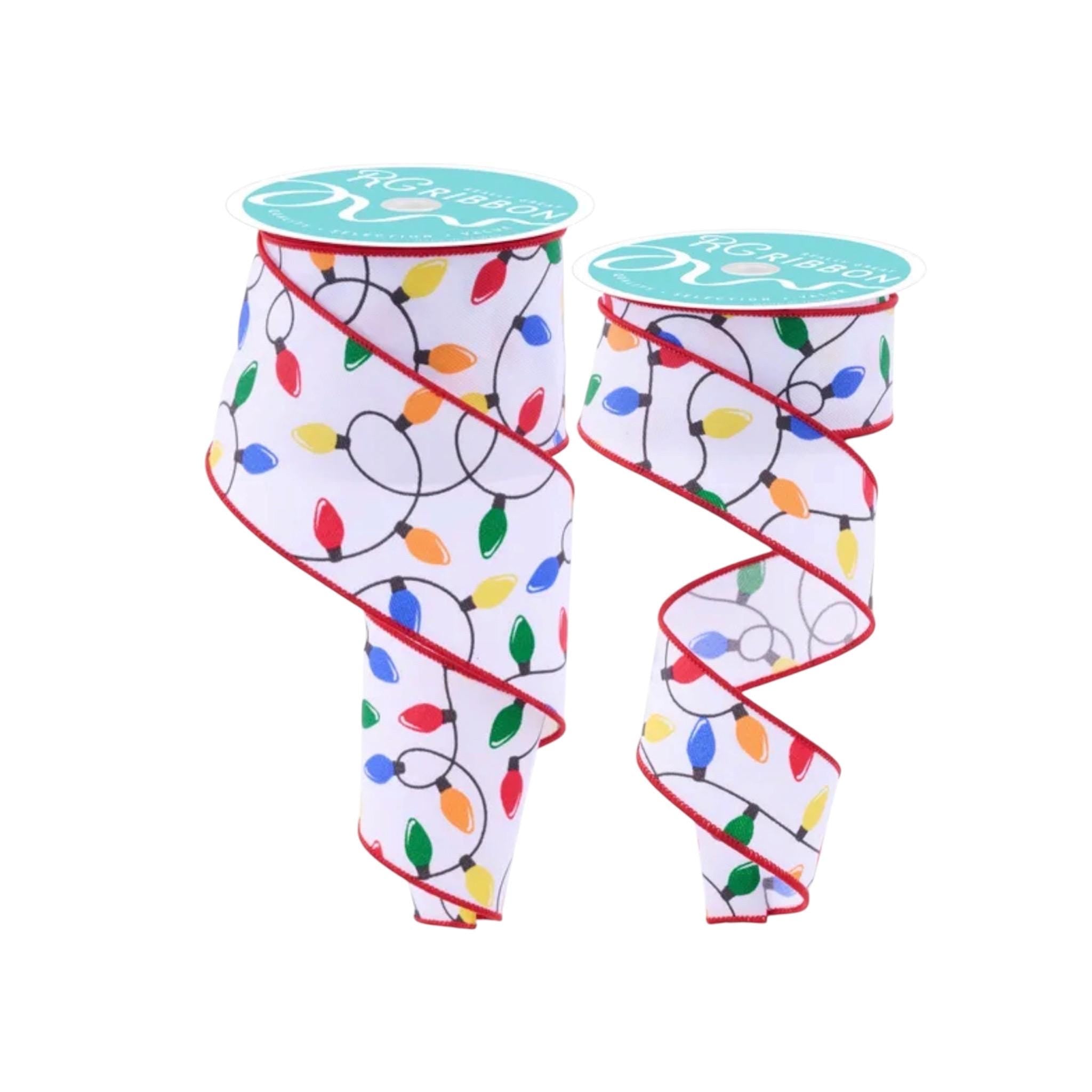 Christmas Light Ribbon, Christmas Ribbon, Holiday Ribbon, Decorative Ribbon for Wreaths, Gift Wrapping Ribbon, Christmas Bow Ribbon