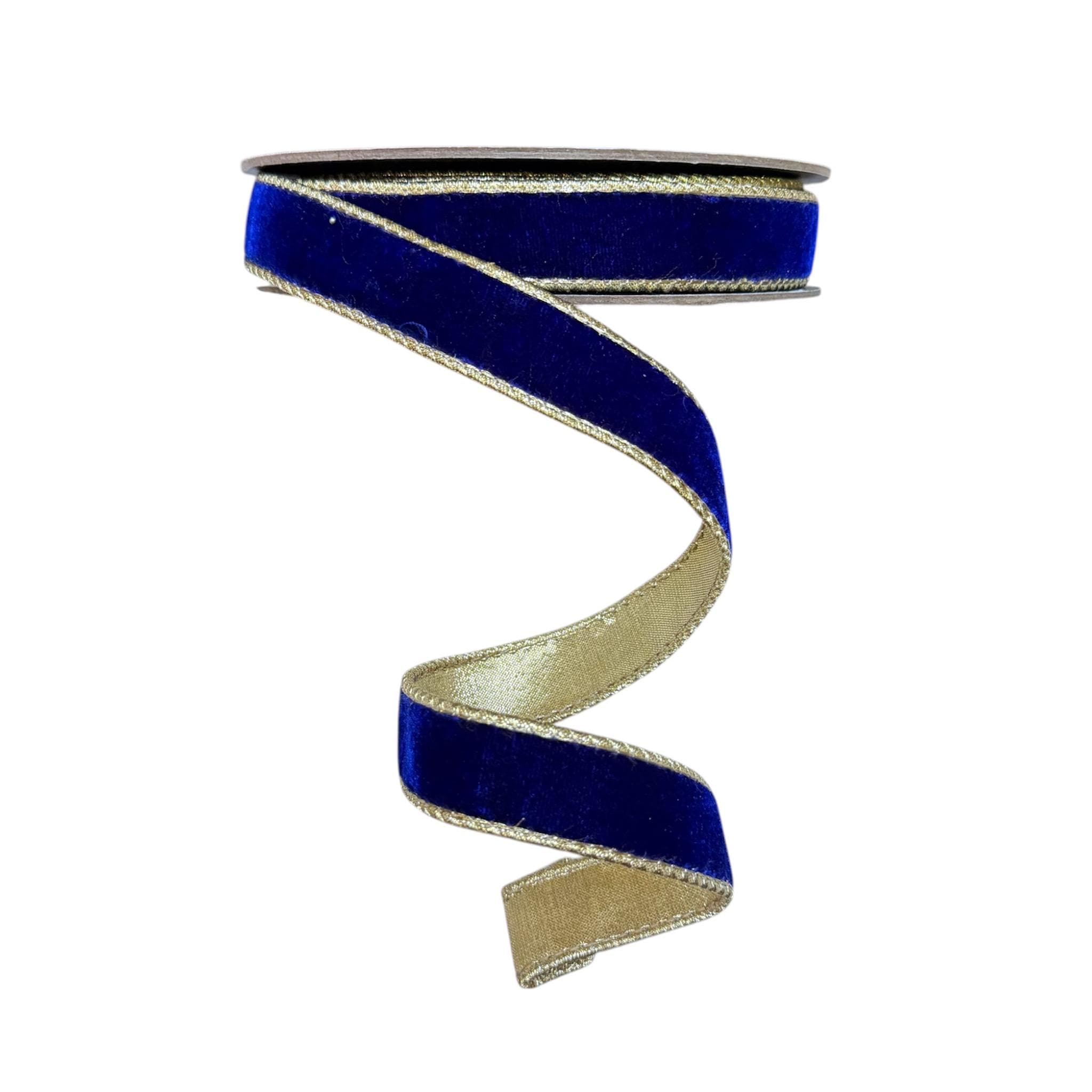 Blue Velvet Wired Ribbon, Luxury Christmas Ribbon, Designer Ribbon for Wreaths, Trees, Garland Holiday Decor D Stevens Ribbon