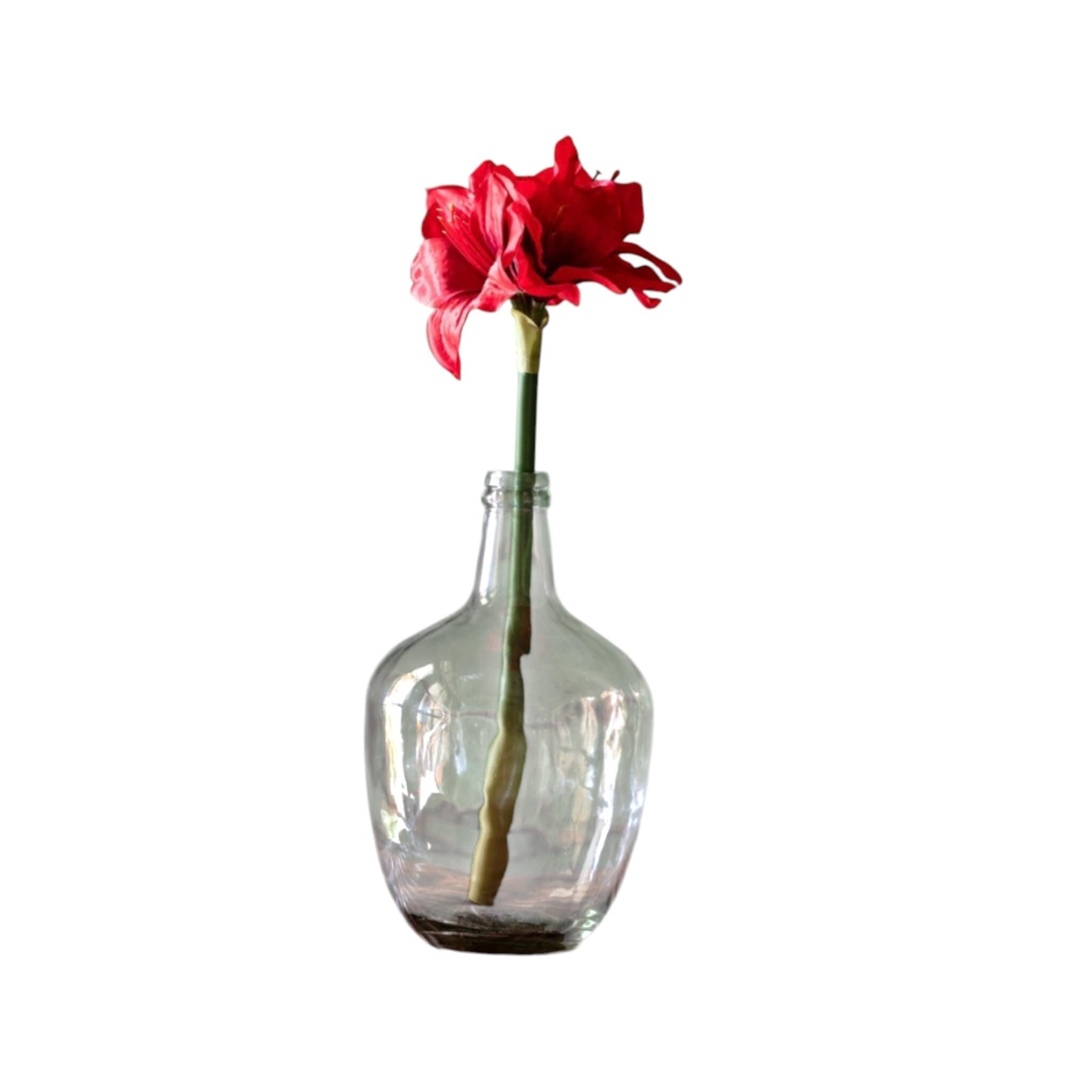 Artificial Amaryllis Flower 16" Red Faux Floral Amaryllis Red Artificial Flower Home Decor Christmas Floral Vase Filler