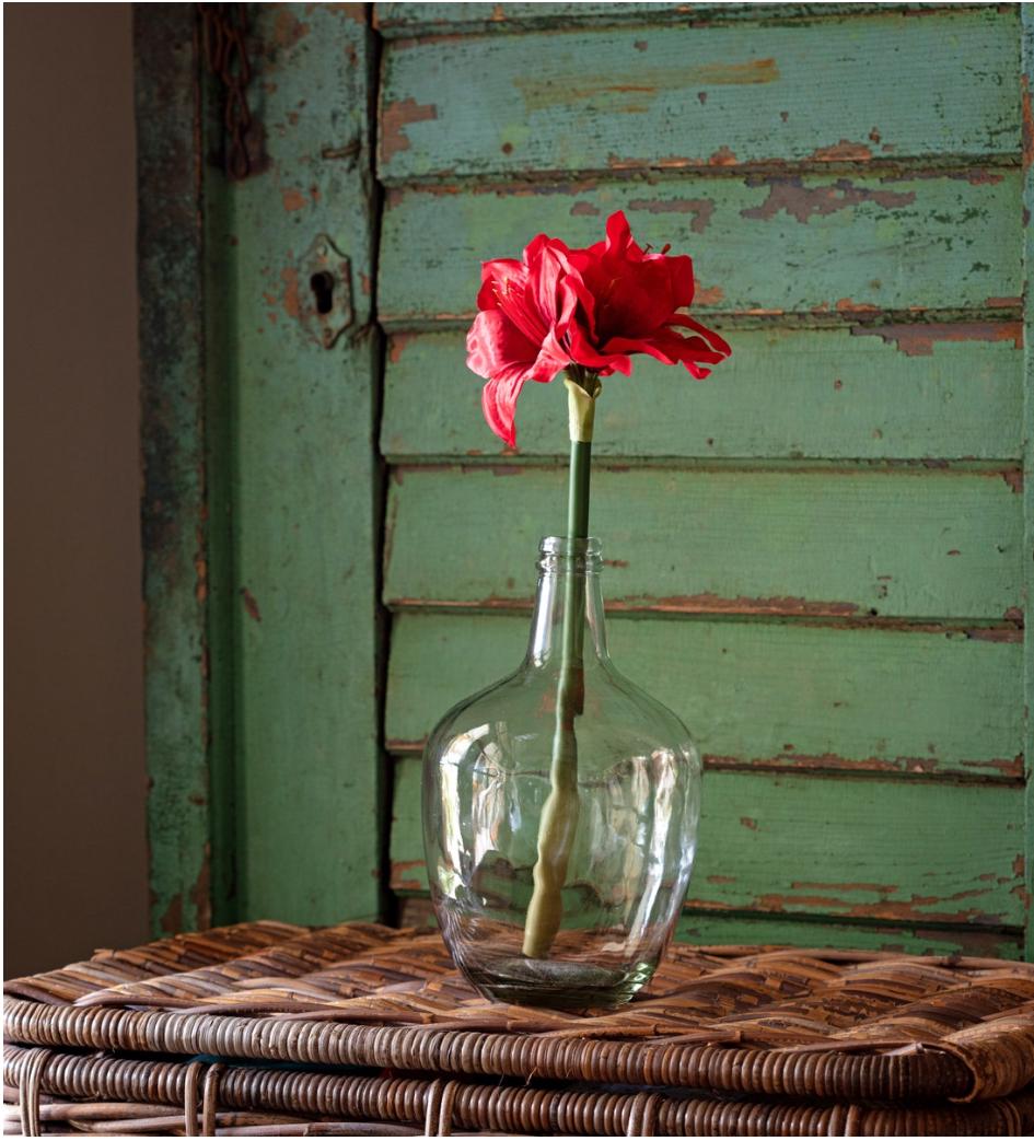 Artificial Amaryllis Flower 16" Red Faux Floral Amaryllis Red Artificial Flower Home Decor Christmas Floral Vase Filler
