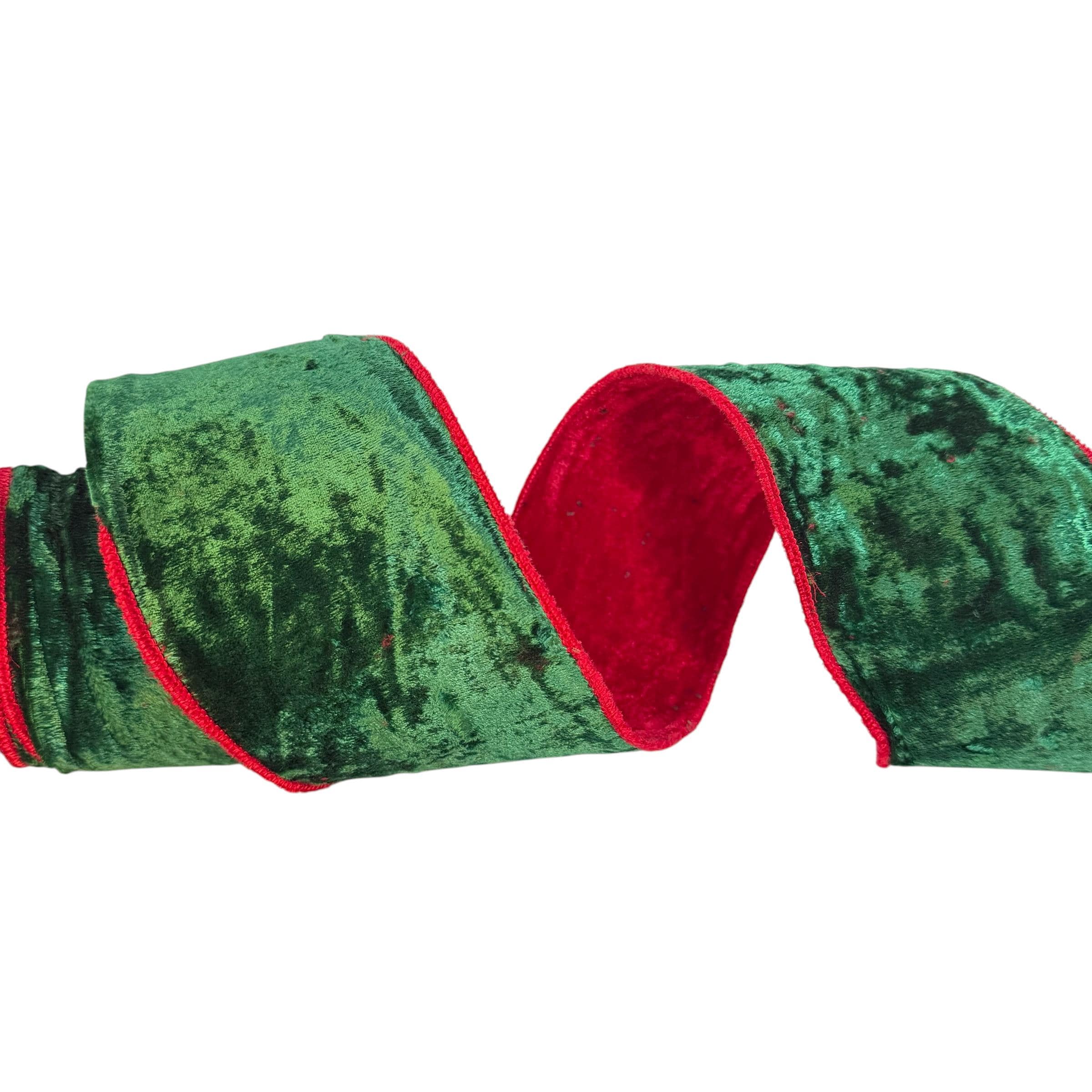 Red Velvet Wire Ribbon Christmas Ribbon Wreath Making Reversible Ribbon Mantel Decor Craft Supply Holiday Decor