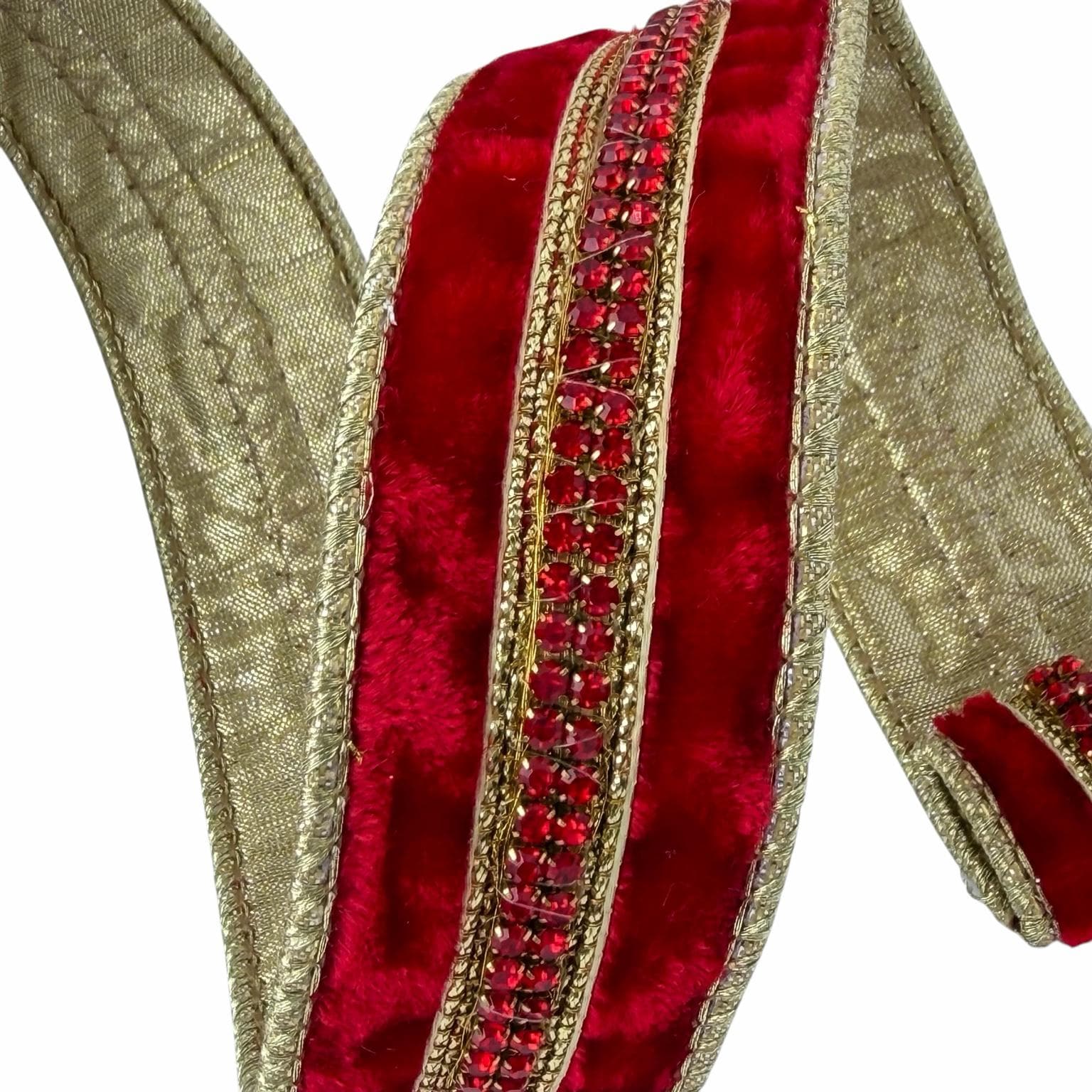 Christmas Ribbon, Wired Ribbon, Luxury Ribbon, Red Velvet Gold Ribbon, Holiday Ribbon, D Stevens Designer Ribbon, Christmas Tree Ribbon