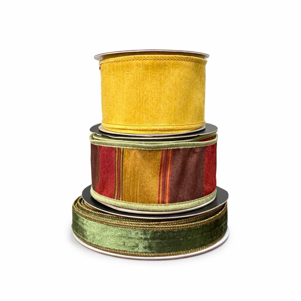 John Mark Harvest Striped Wired Ribbon | Premium Designer Ribbon for Wreaths, Bows & Fall Decorating