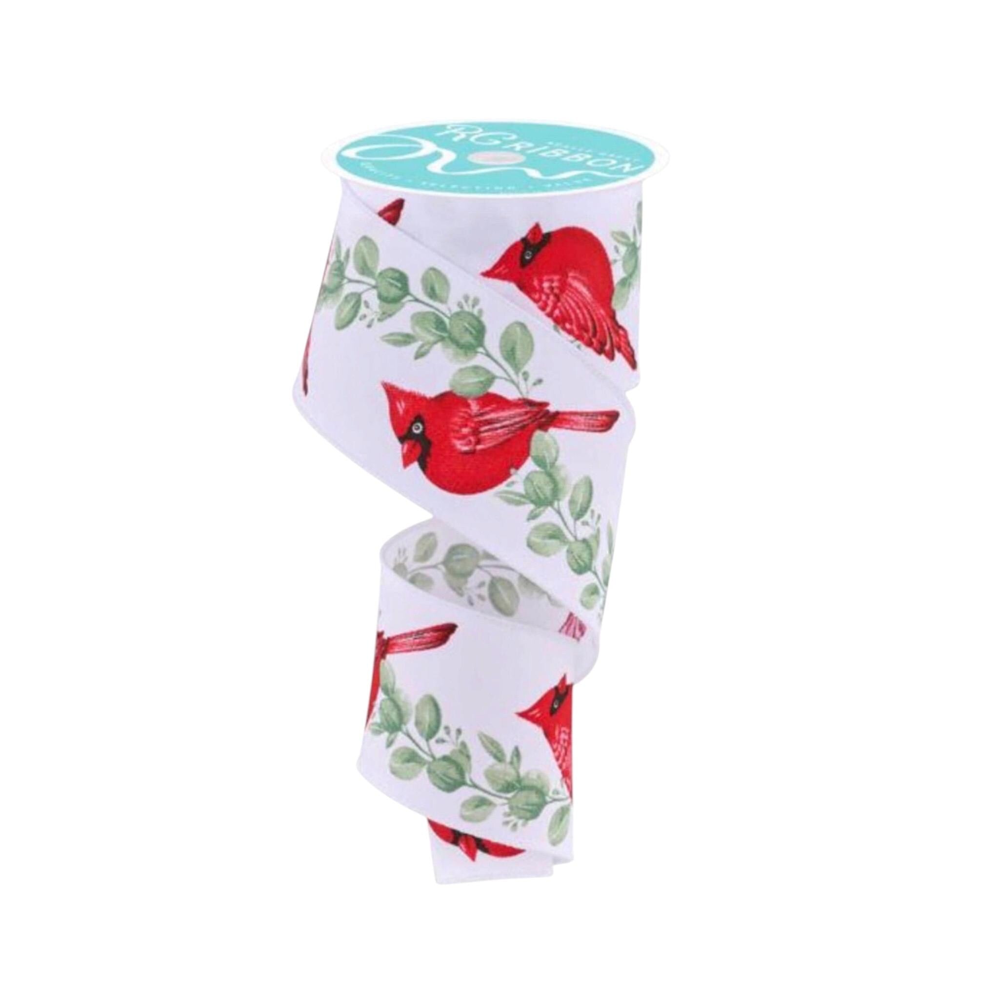 Cardinal Wired Ribbon Red Cardinal Christmas Ribbon Holiday Wreath Ribbon Christmas Tree Bow Ribbon Floral Craft Supply