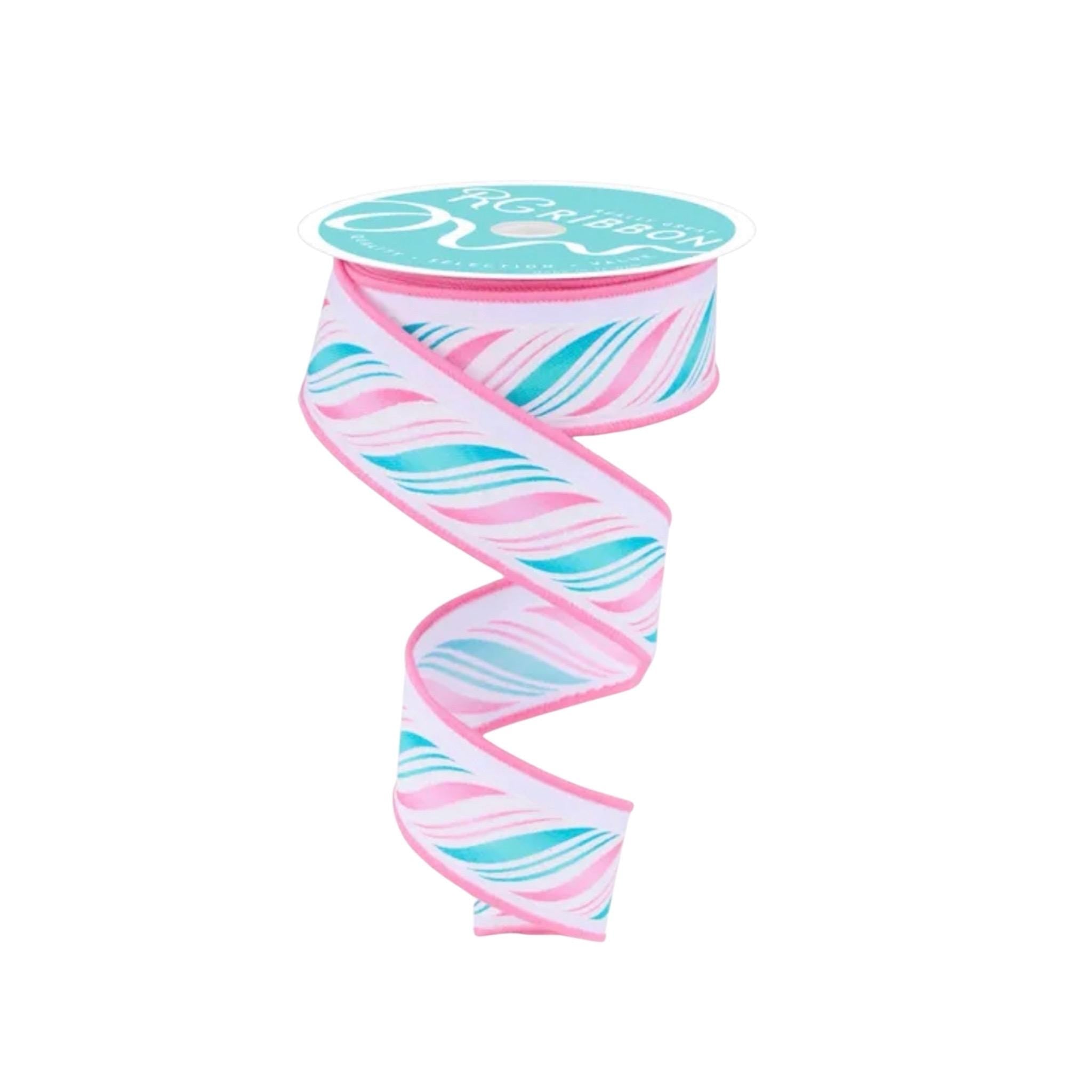 Candy Cane Christmas Ribbon, Peppermint Wired Ribbon, Pink Mint Ribbon, Holiday Ribbon, Bow Making Ribbon, Christmas Decor