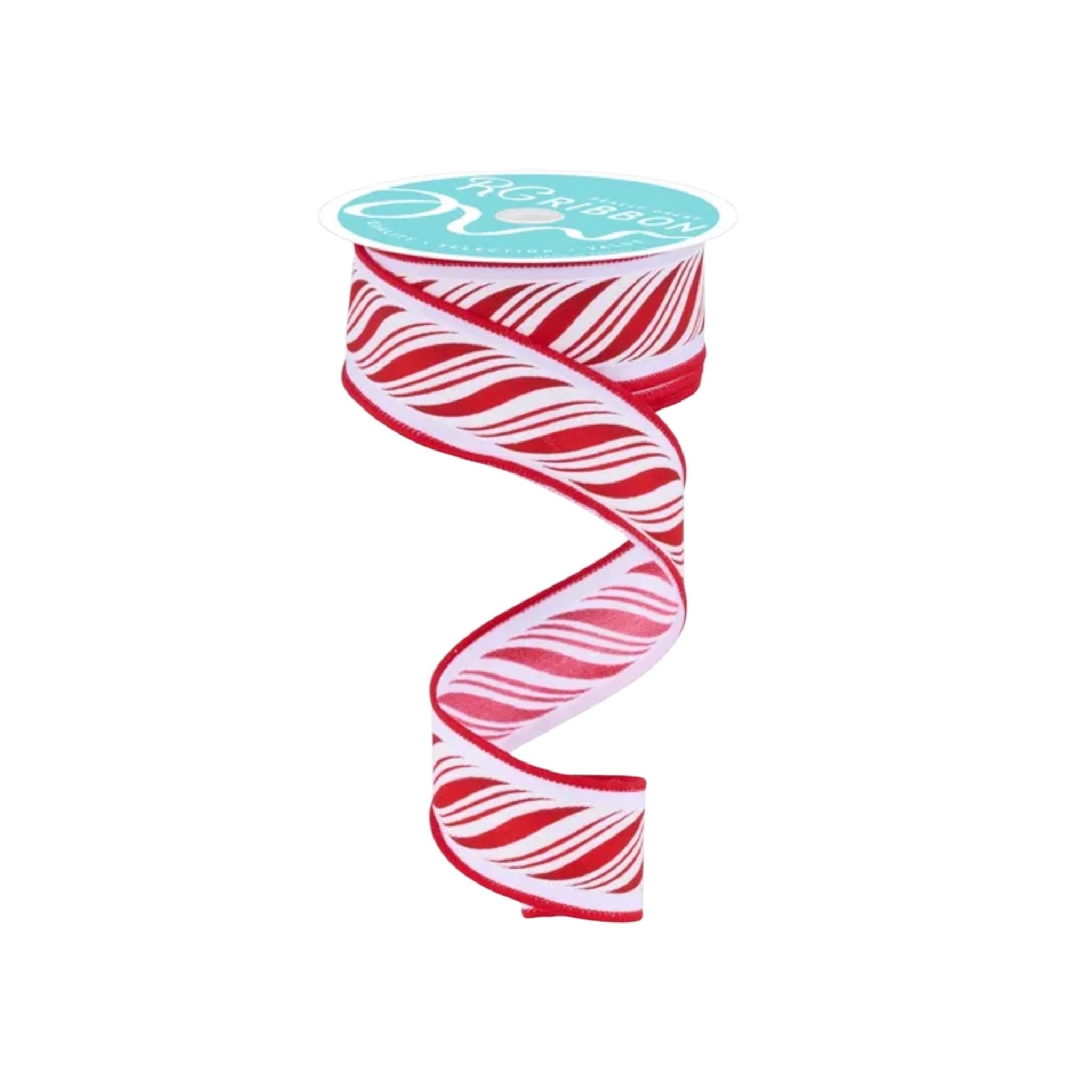 Candy Cane Christmas Ribbon Red White Peppermint Wired Ribbon for Wreaths Bows & Christmas Trees