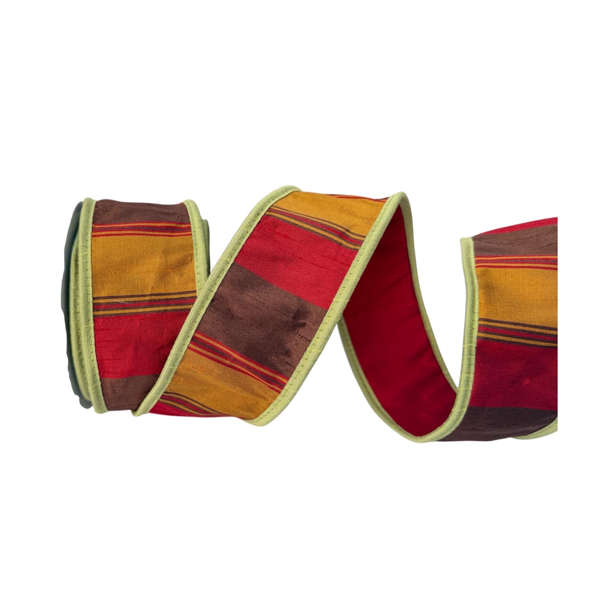 John Mark Harvest Striped Wired Ribbon | Premium Designer Ribbon for Wreaths, Bows & Fall Decorating