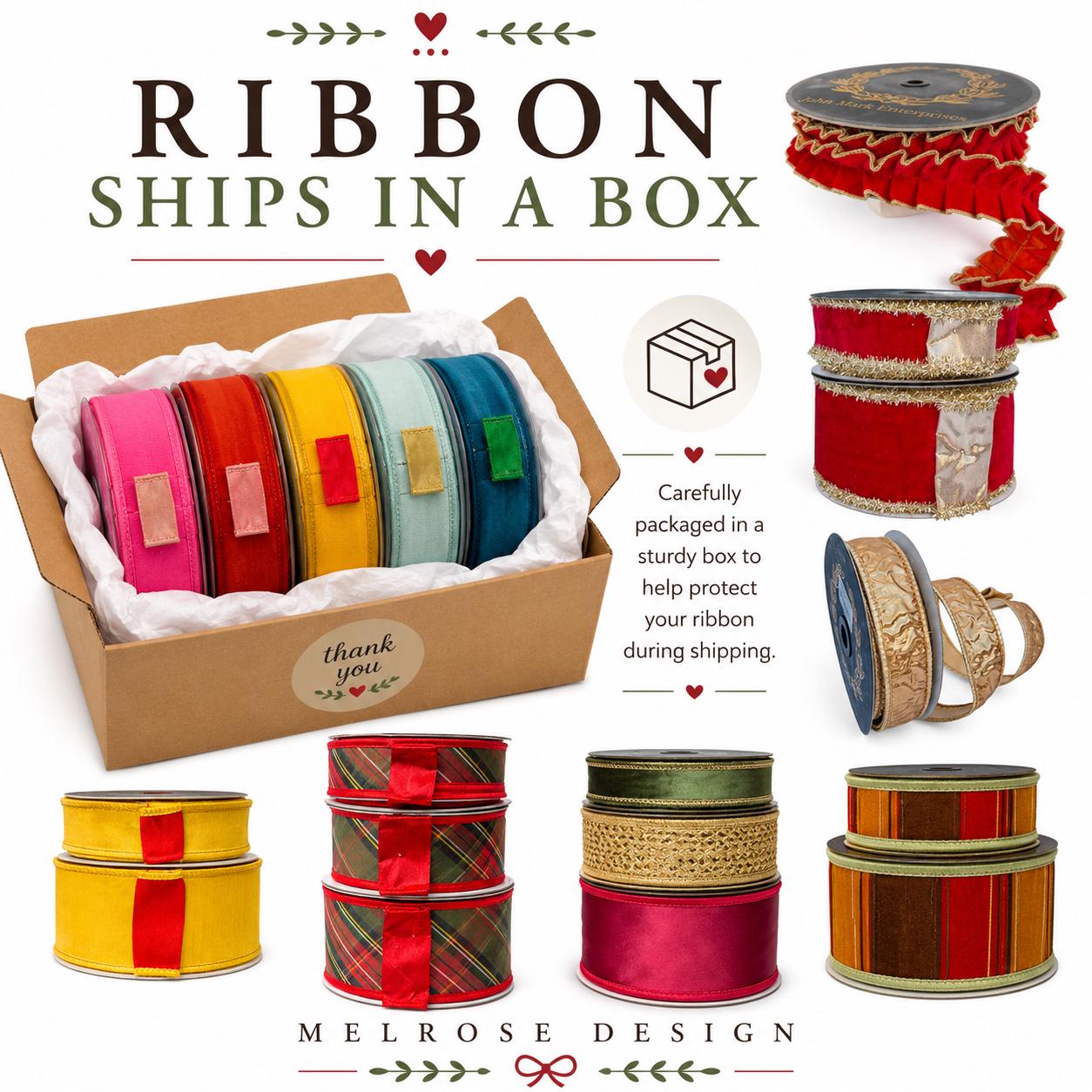 Christmas Velvet Wired Ribbon, Red Velvet Ribbon, Gold Tinsel Edge Ribbon, Luxury Holiday Ribbon Designer Ribbon Bow Making John Mark Ribbon