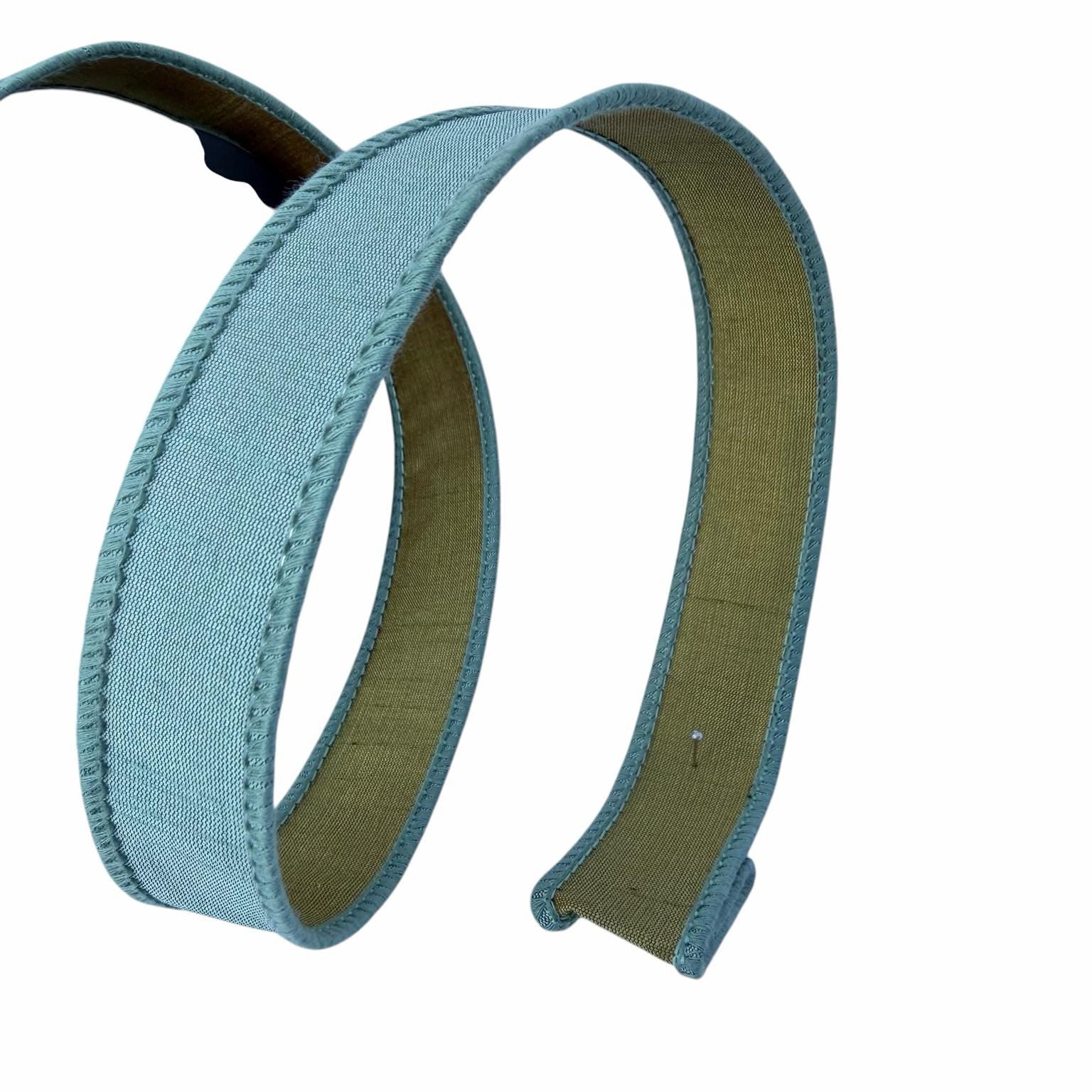 John Mark Blue Dupion Wired Ribbon with Olive Green Back 1 Inch x 10 Yards Designer Luxury Ribbon for Wreaths Bows Floral Design