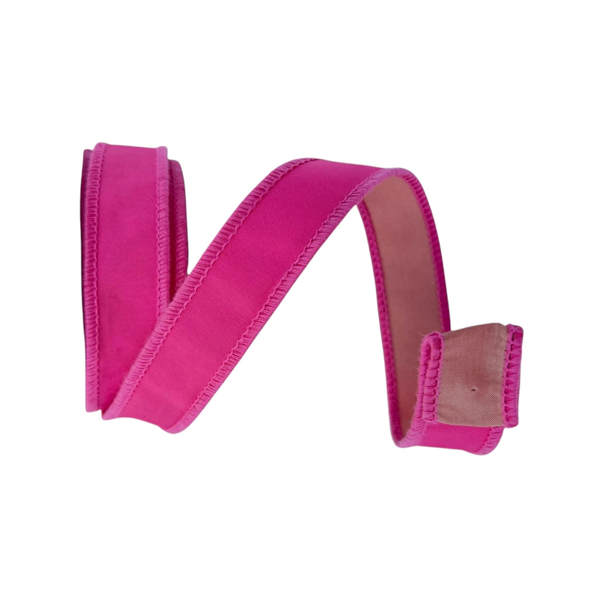John Mark Pink Taffeta Wired Ribbon Luxury Designer Ribbon for Wreaths Bows Floral Design Gift Wrapping