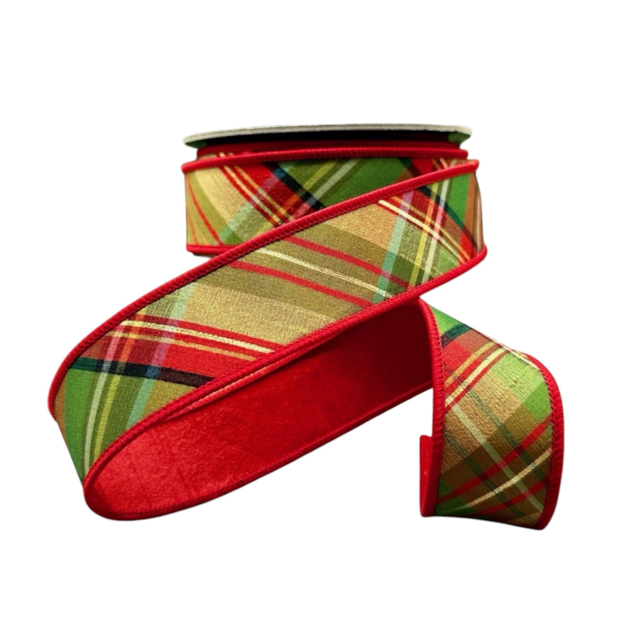Christmas Ribbon Wired Ribbon Christmas Tree Ribbon Tartan Plaid Ribbon Wreath Ribbon Holiday Ribbon Designer Ribbon D. Stevens