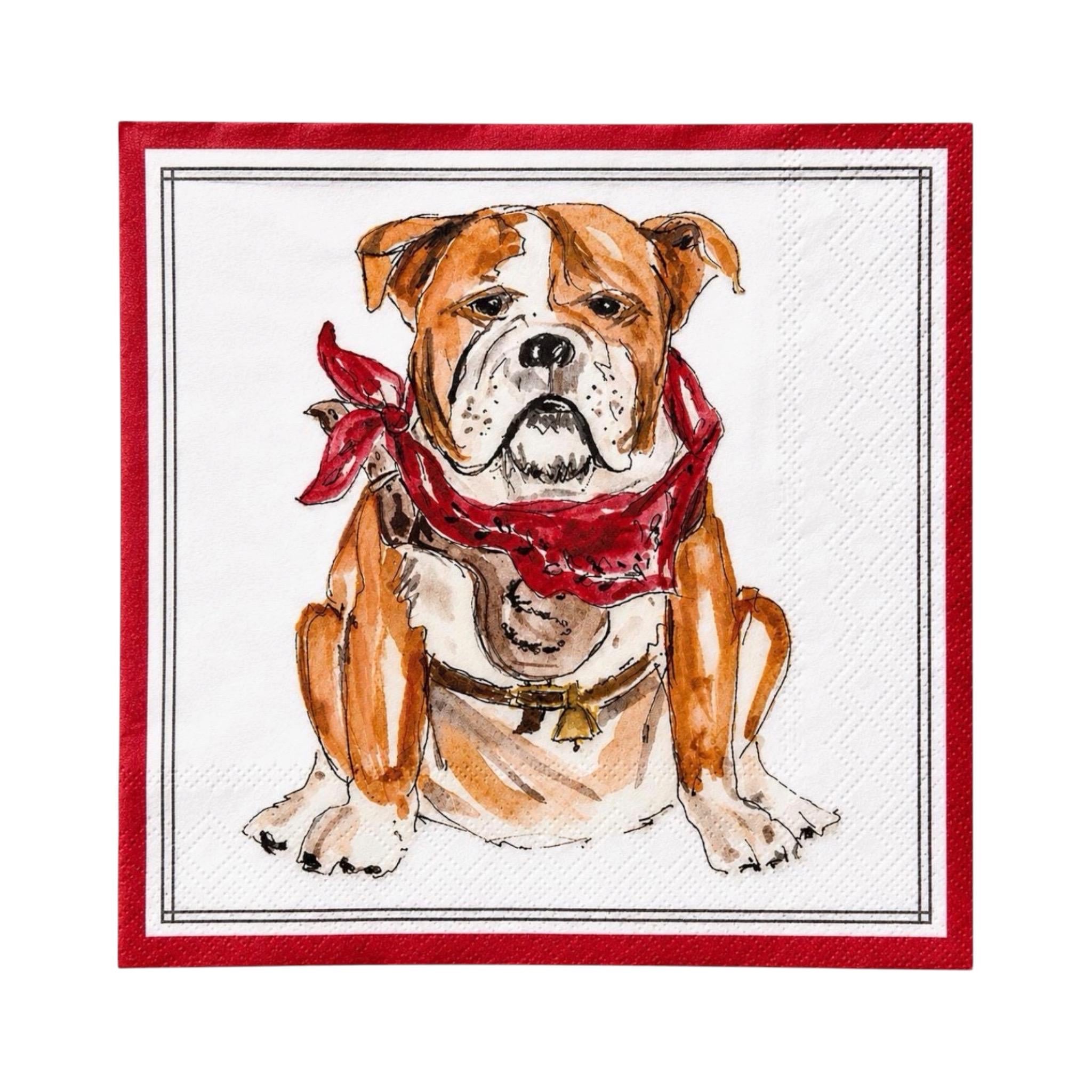 Football Beverage Napkins, Hostess Gift, Dog Lover Gift, School Spirit Party, College Football, Football Fan Gift, Bulldog Napkins