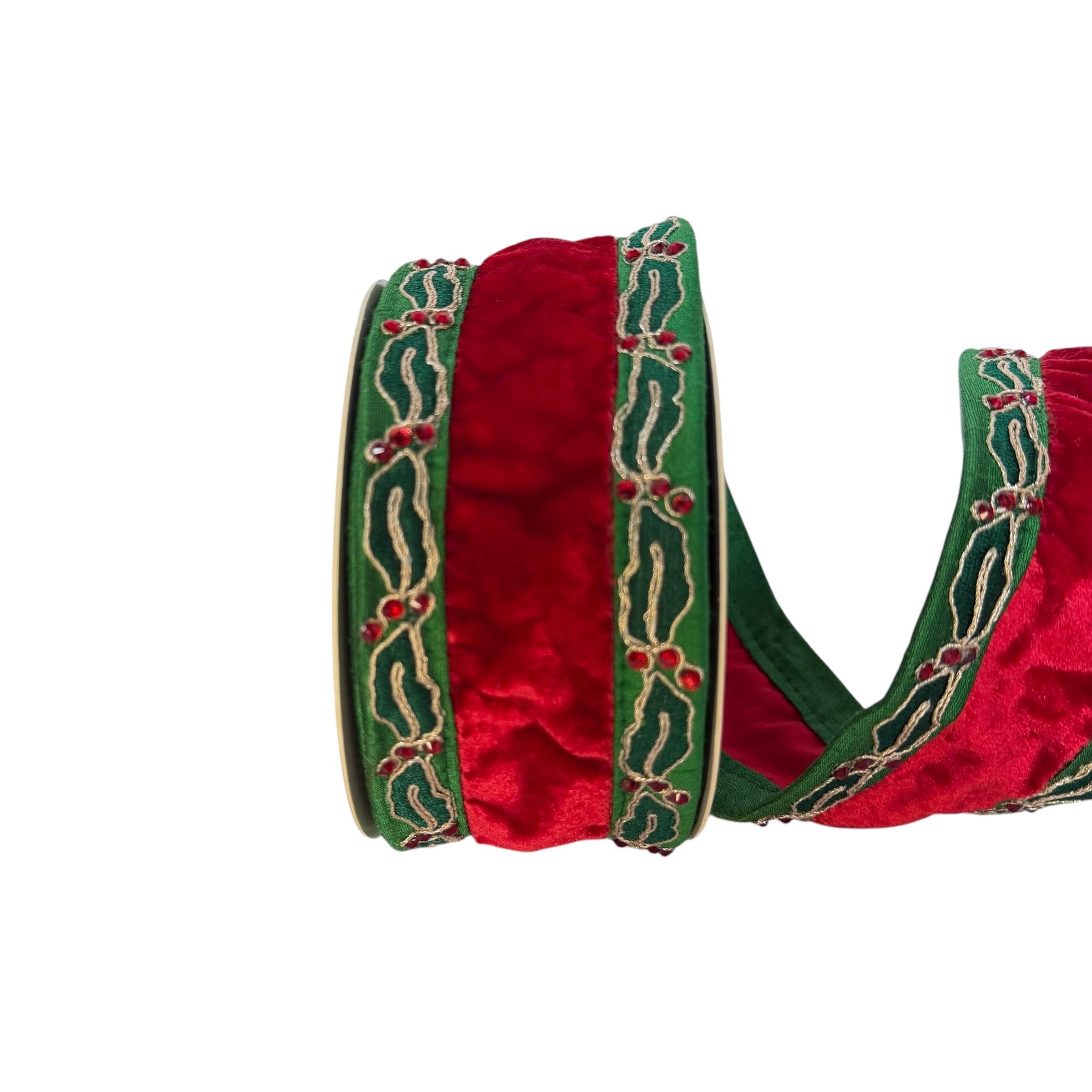 Red Velvet Christmas Ribbon Wired Edge Holly Ribbon Designer Ribbon Christmas Tree Ribbon Wreath Ribbon Bow Making Holiday Decor 2.5 Inch 5