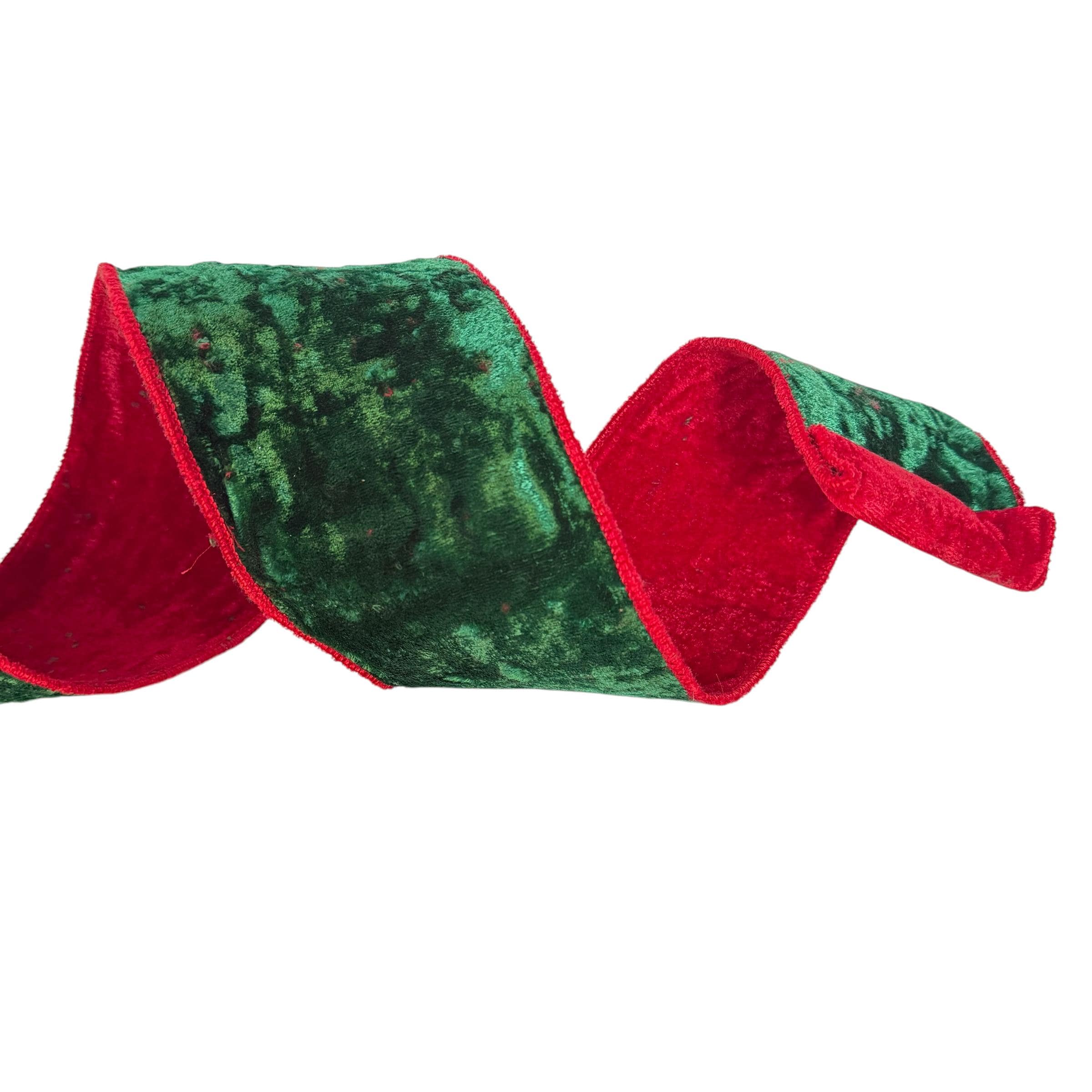 Red Velvet Wire Ribbon Christmas Ribbon Wreath Making Reversible Ribbon Mantel Decor Craft Supply Holiday Decor
