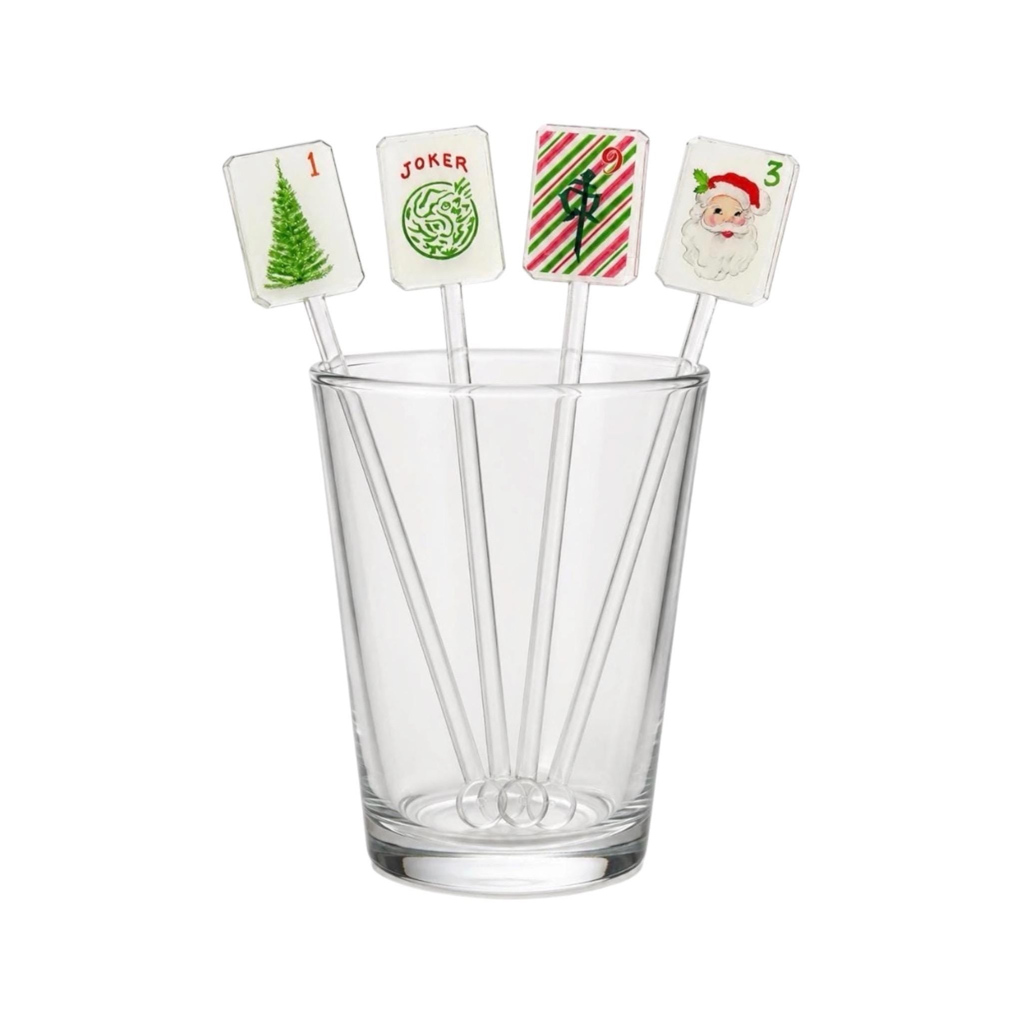 Christmas Mahjong Drink Stirrers Acrylic Cocktail Stirrers Holiday Drink Toppers Mahjong Gift Hostess Gift