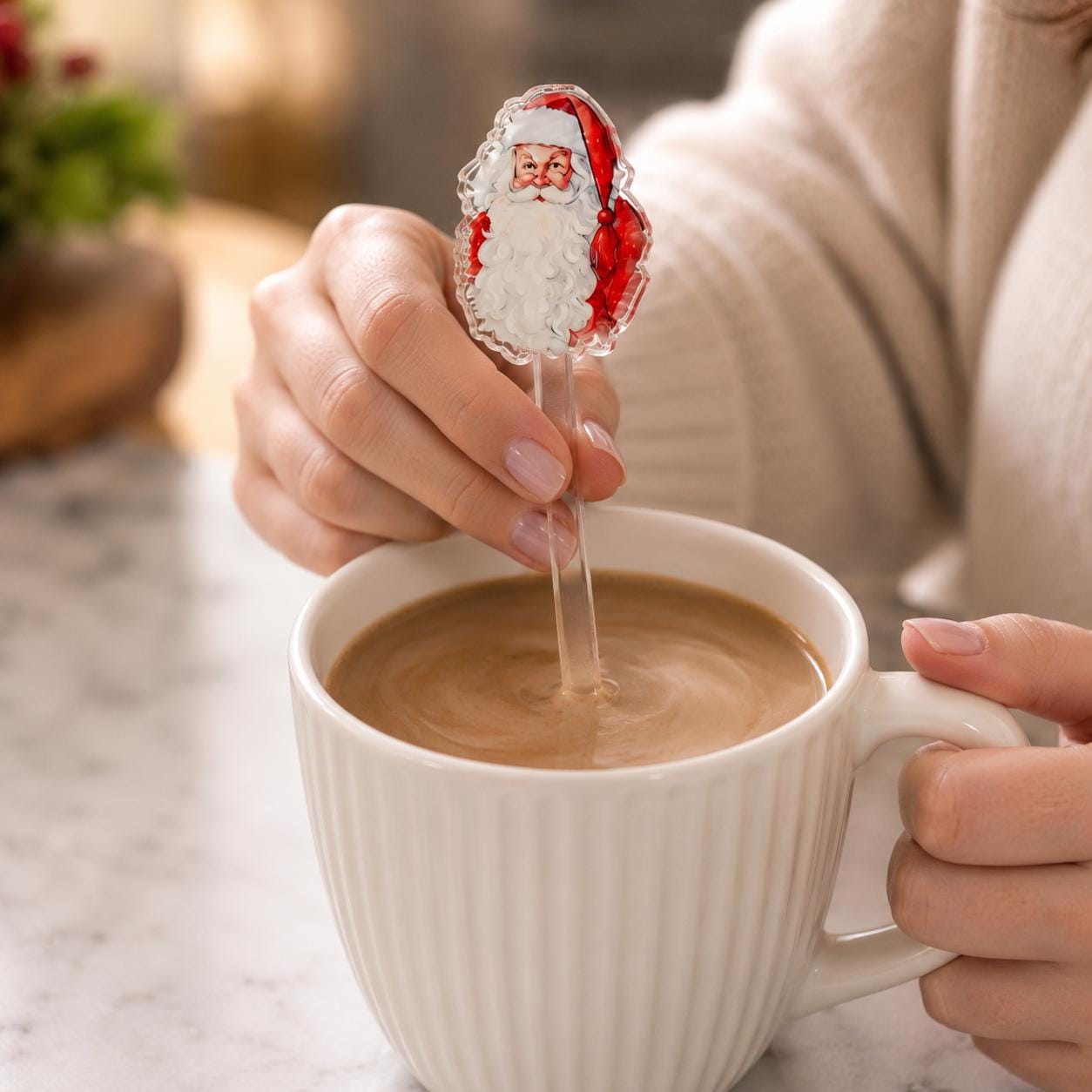 Vintage Christmas Drink Stirrers Acrylic Cocktail Stirrers Coffee Bar Hot Cocoa Bar Reusable Christmas Party Hostess Gift Thank You Gift