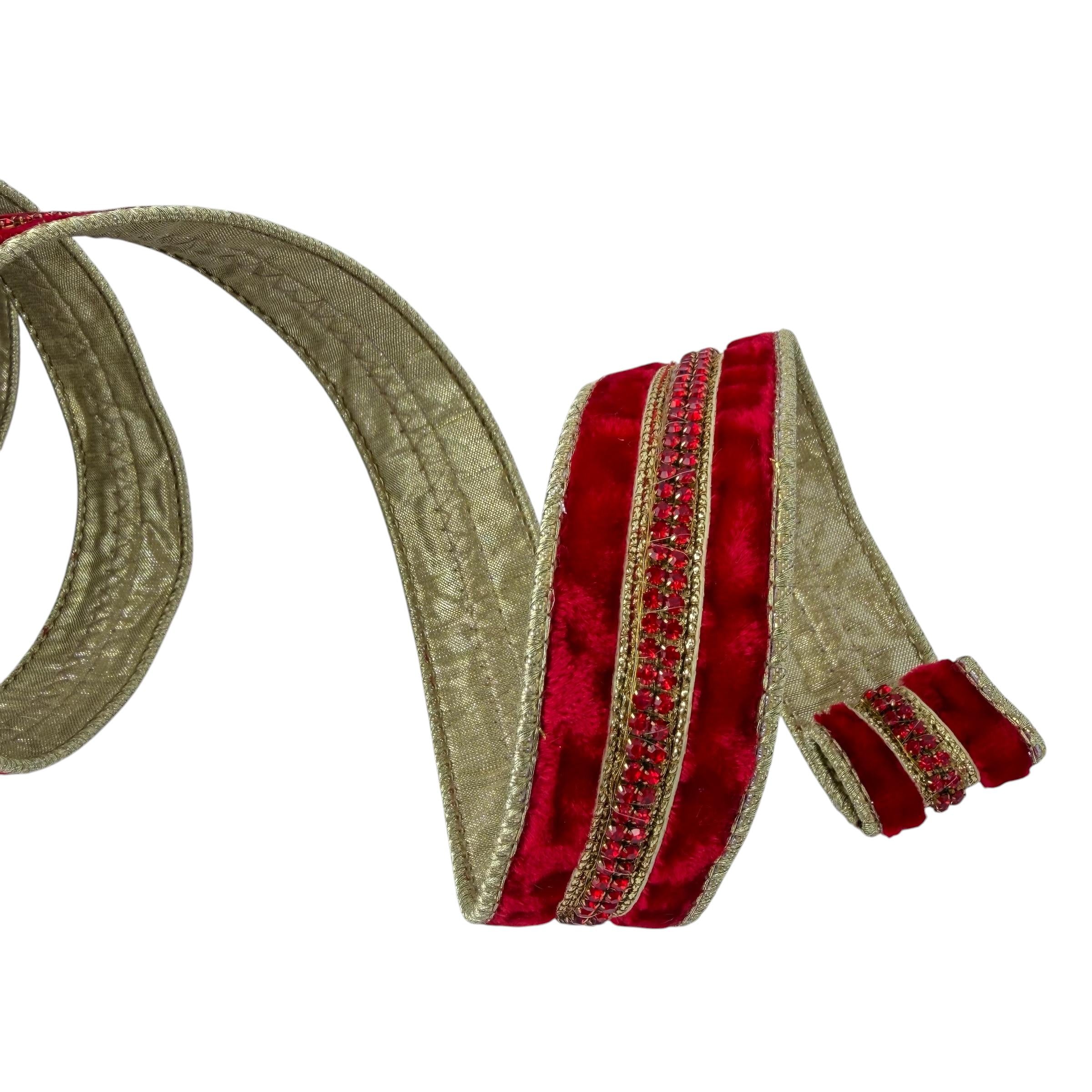 Christmas Ribbon, Wired Ribbon, Luxury Ribbon, Red Velvet Gold Ribbon, Holiday Ribbon, D Stevens Designer Ribbon, Christmas Tree Ribbon