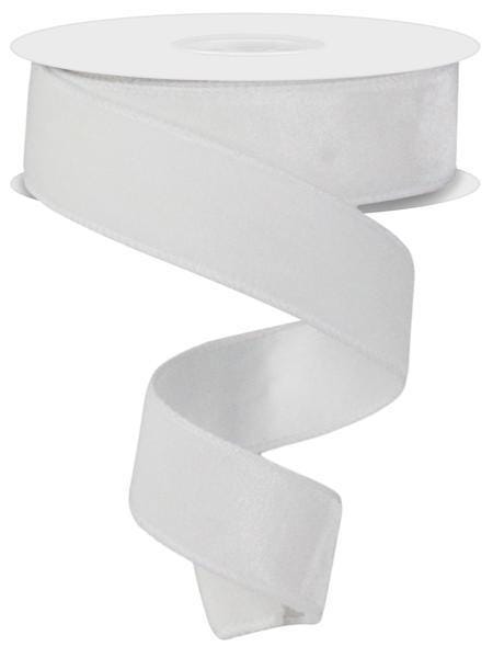 White Velvet Ribbon, Christmas Ribbon, Designer Ribbon for Wreaths, Tree Decor, Bow Making & Gift Wrapping