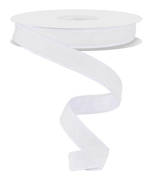 White Velvet Ribbon, Christmas Ribbon, Designer Ribbon for Wreaths, Tree Decor, Bow Making & Gift Wrapping