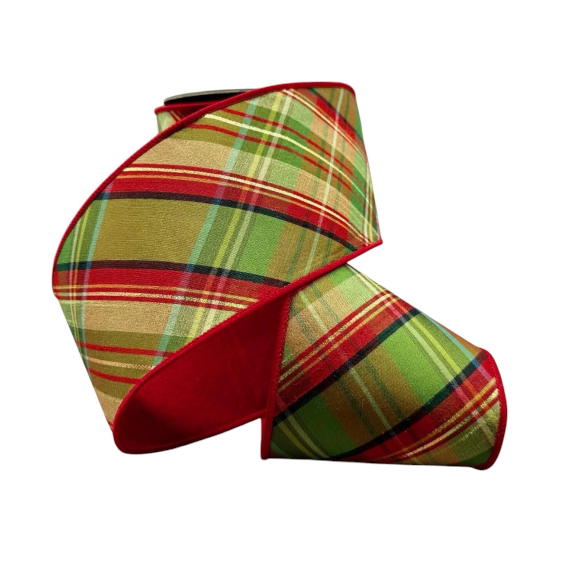 Christmas Ribbon Wired Ribbon Christmas Tree Ribbon Tartan Plaid Ribbon Wreath Ribbon Holiday Ribbon Designer Ribbon D. Stevens