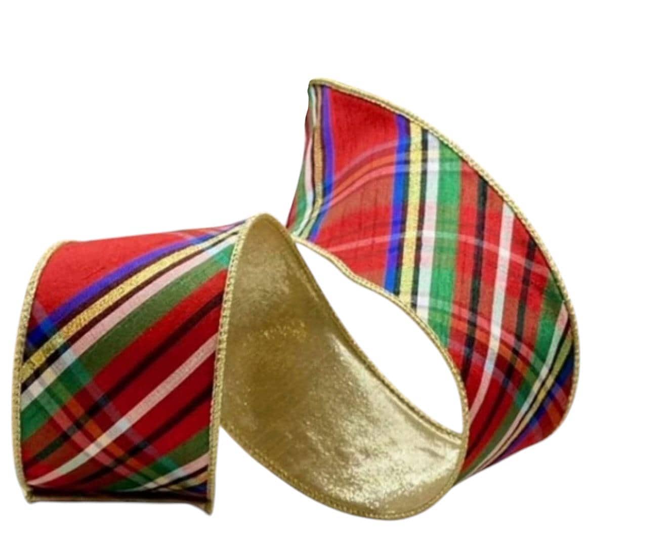 Traditional Plaid Ribbon Holiday Craft Wreath Making Christmas Bow Tree Decor Gold Edge Nutcracker Design Christmas Tree D Stevens Ribbon