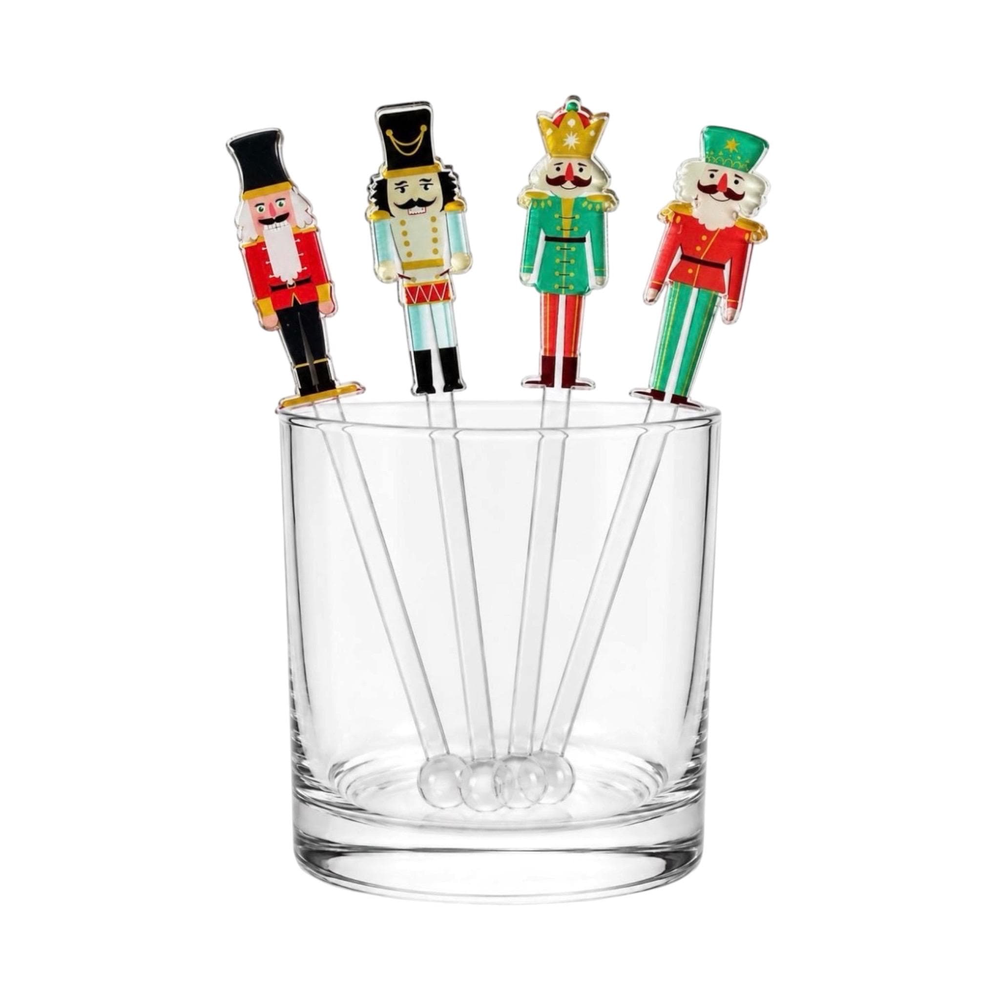 Christmas Nutcracker Drink Stirrers Acrylic Cocktail Stirrers Reusable Hot Cocoa Bar Christmas Party Drink Accessories Hostess Gift