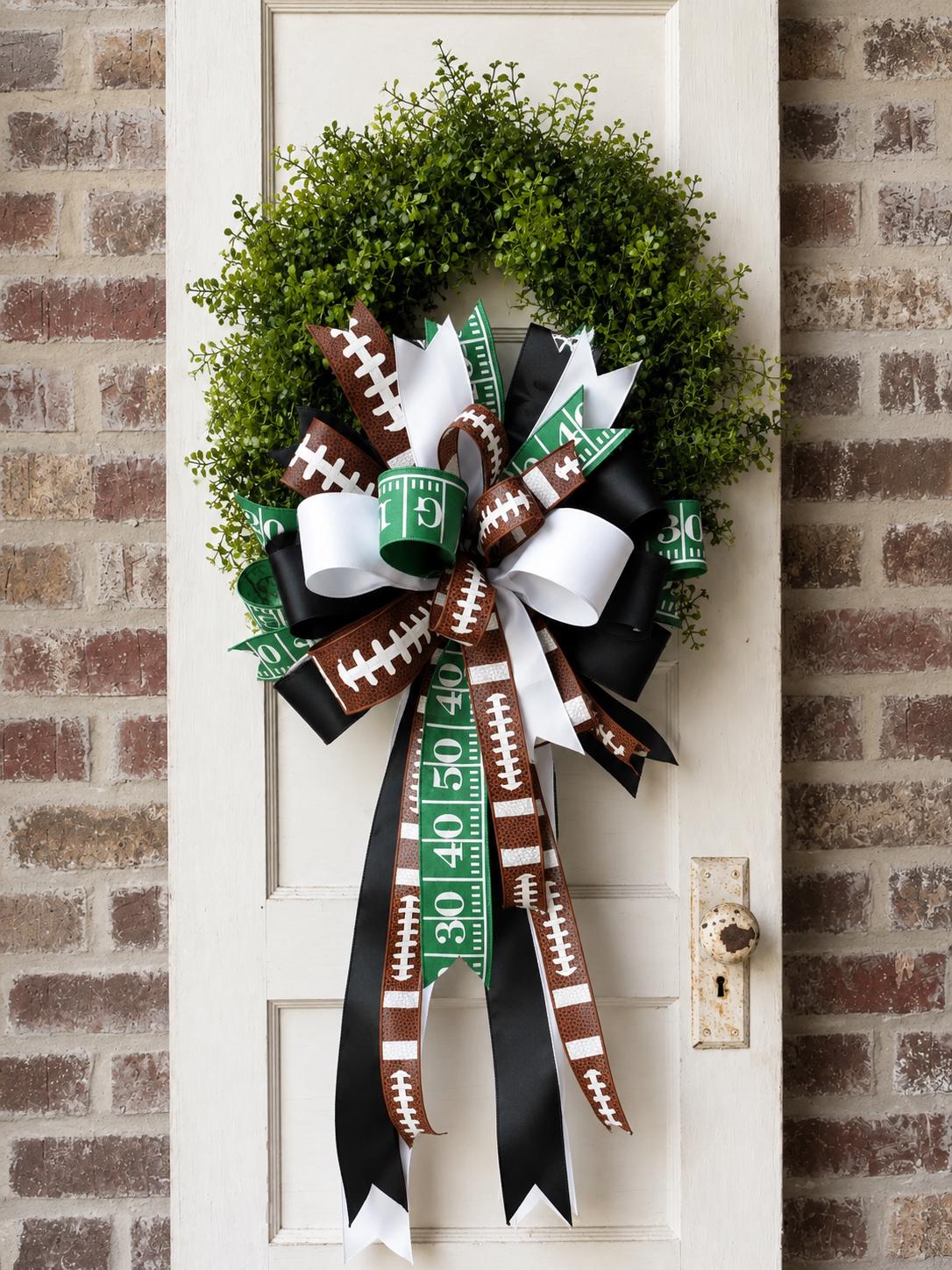 Game Day Wreath Bow Football Bow Front Door Bow Custom Team Colors Wreath Attachment Fall Wreath Bow