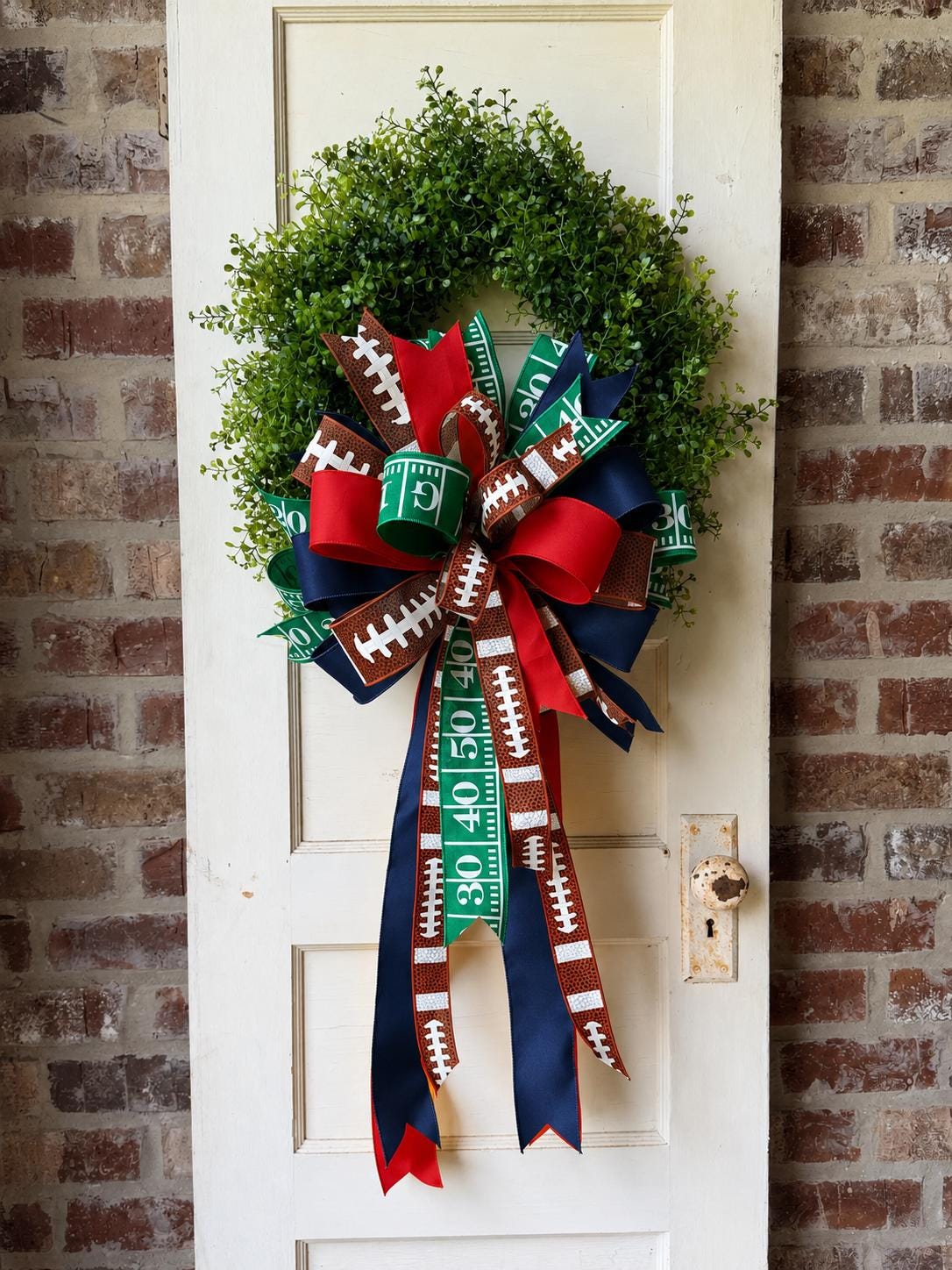Game Day Wreath Bow Football Bow Front Door Bow Custom Team Colors Wreath Attachment Fall Wreath Bow
