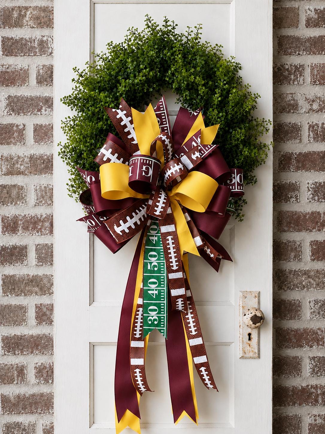 Game Day Wreath Bow Football Bow Front Door Bow Custom Team Colors Wreath Attachment Fall Wreath Bow