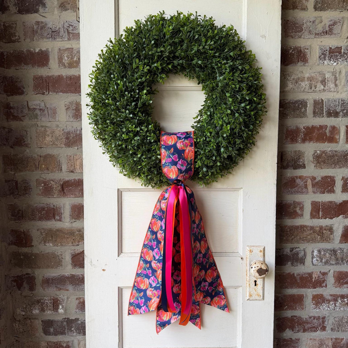 Pumpkin Wreath Sash – Watercolor Fall Front Door Wreath Accent