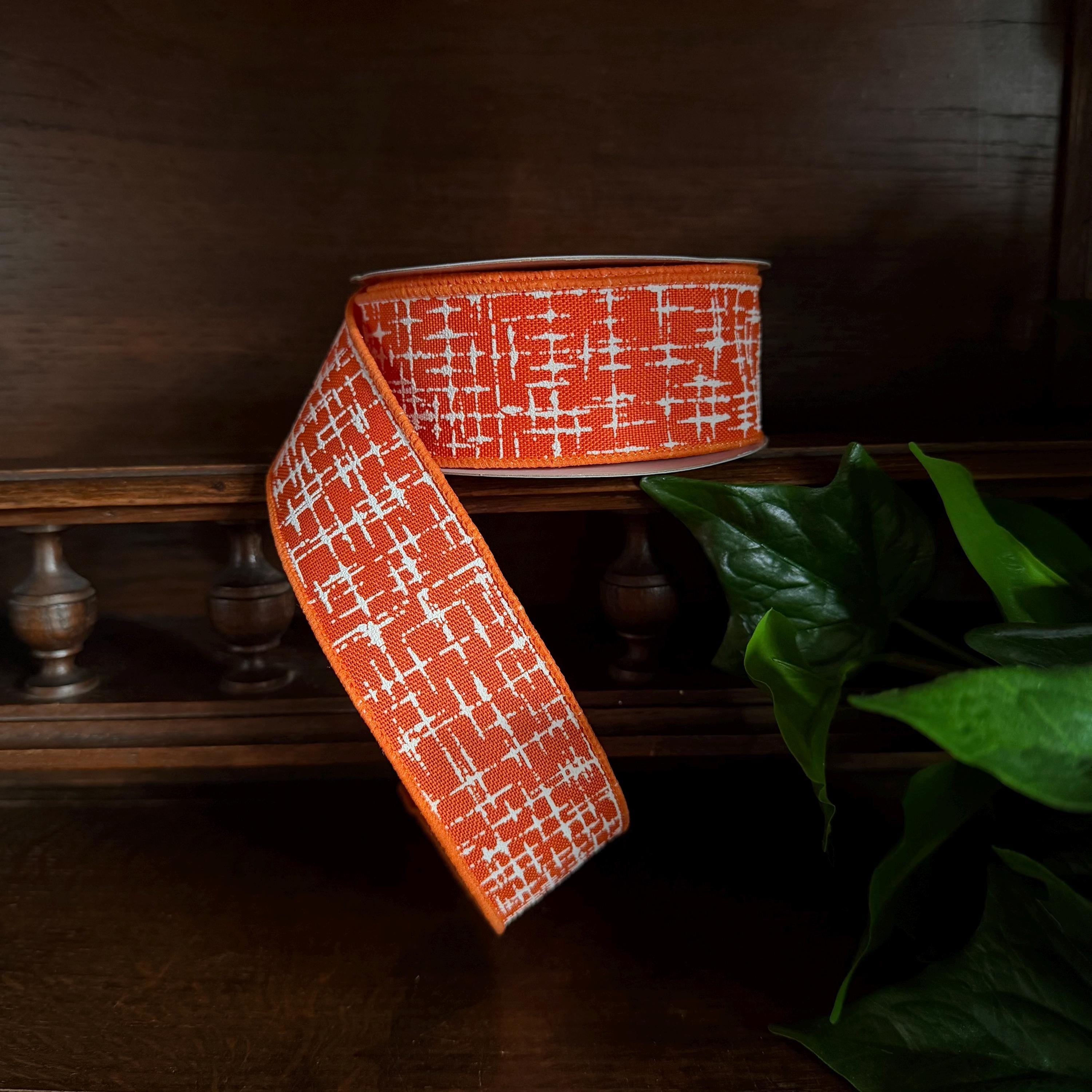 Orange Texture Ribbon Wired Edge Ribbon Fall Ribbon Halloween Ribbon Wreath Ribbon Bow Making Ribbon Craft Supply 1.5 Inch 10 Yards