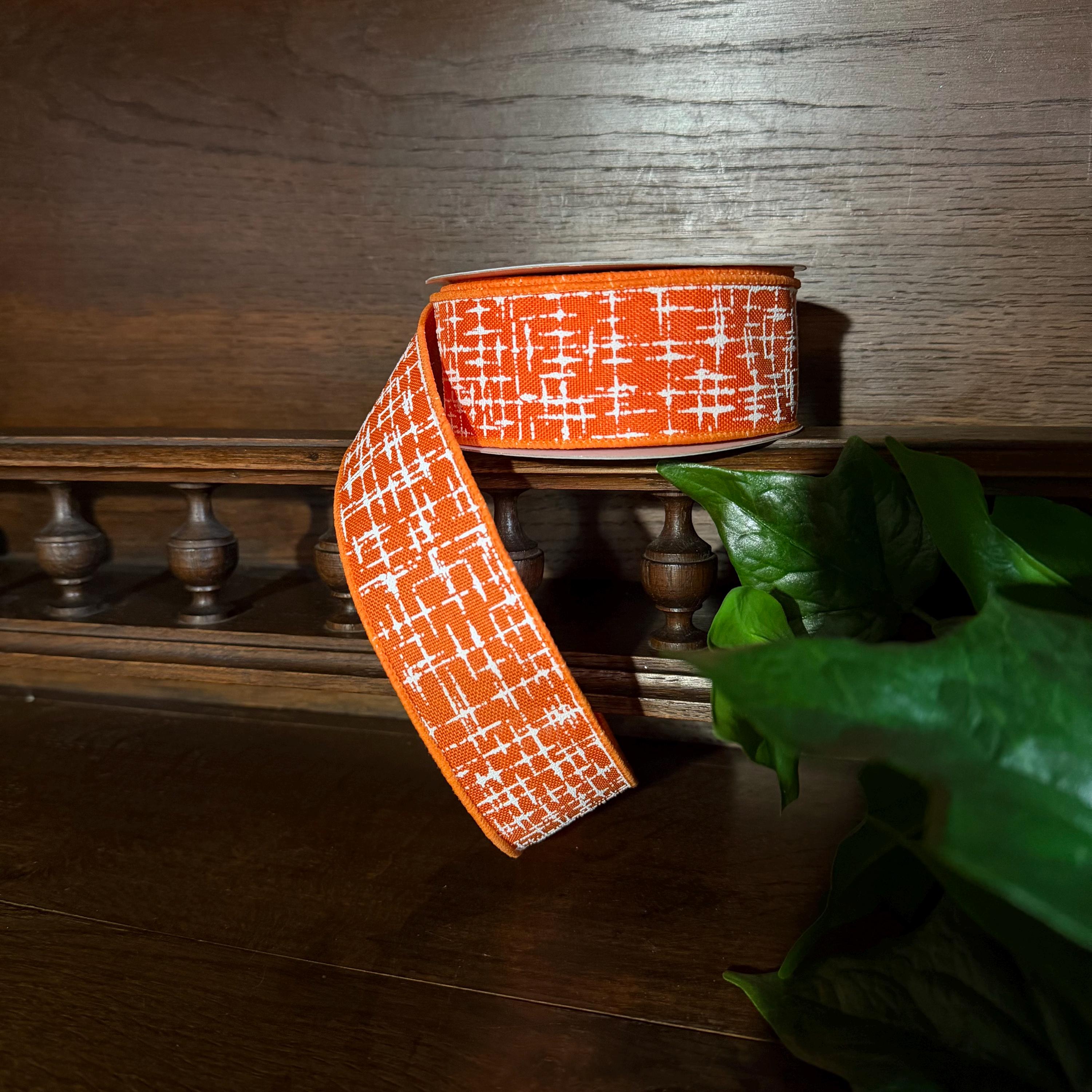 Orange Texture Ribbon Wired Edge Ribbon Fall Ribbon Halloween Ribbon Wreath Ribbon Bow Making Ribbon Craft Supply 1.5 Inch 10 Yards