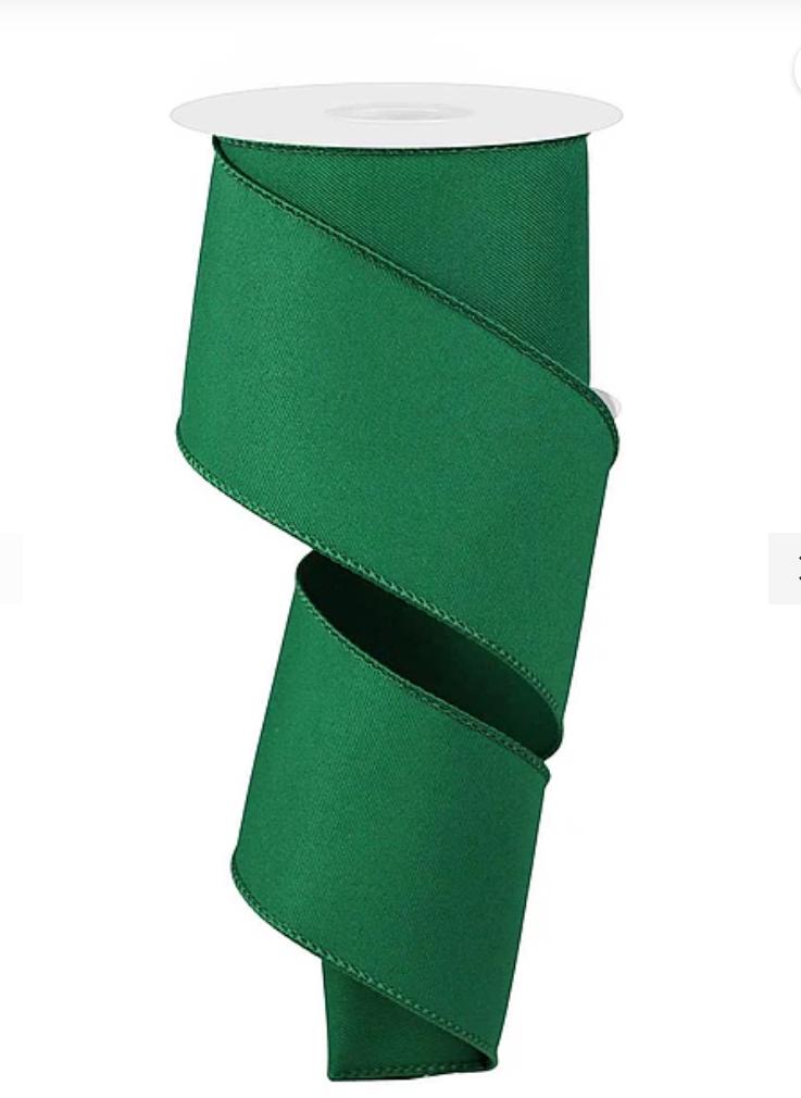 Emerald Green Wired Ribbon Solid Christmas Ribbon Wreath Bow Ribbon 2.5 Inch 10 Yards