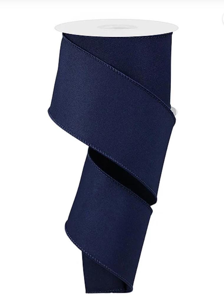 Navy Blue Wired Ribbon Solid Navy Christmas Ribbon Wreath Ribbon Bow Making