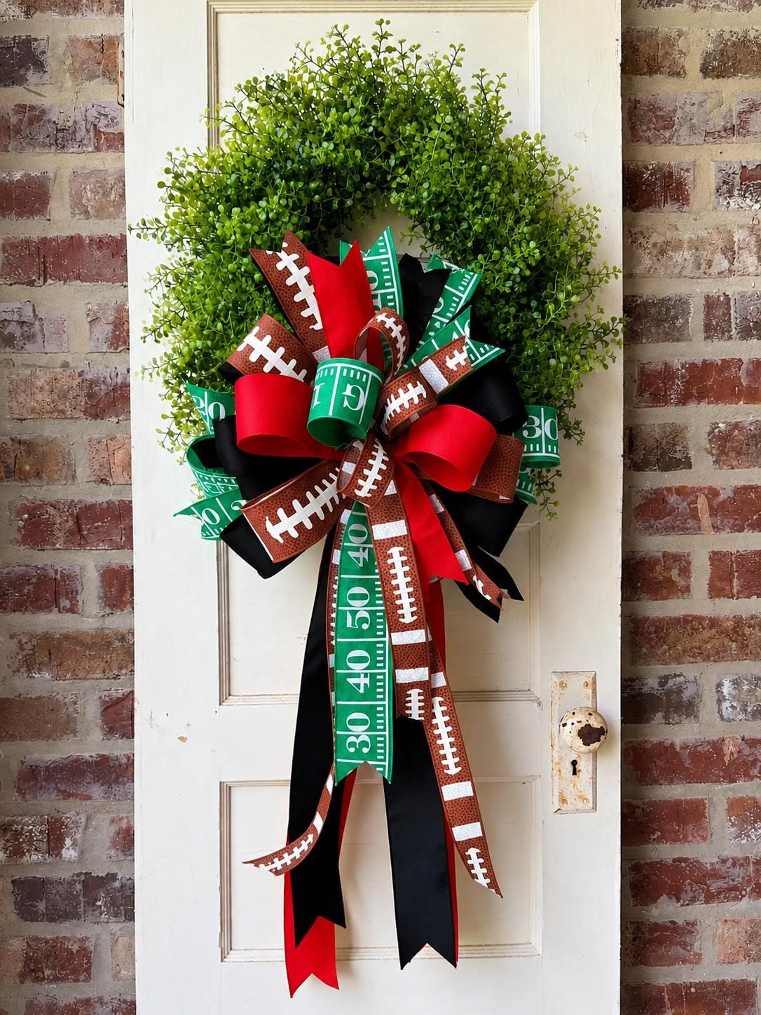 Game Day Wreath Bow Football Bow Front Door Bow Custom Team Colors Wreath Attachment Fall Wreath Bow
