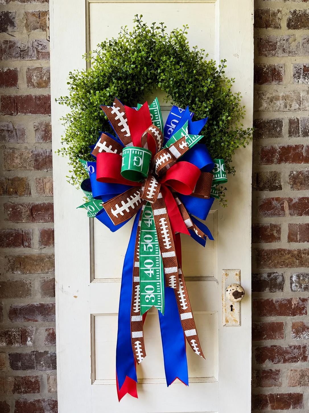 Game Day Wreath Bow Football Bow Front Door Bow Custom Team Colors Wreath Attachment Fall Wreath Bow