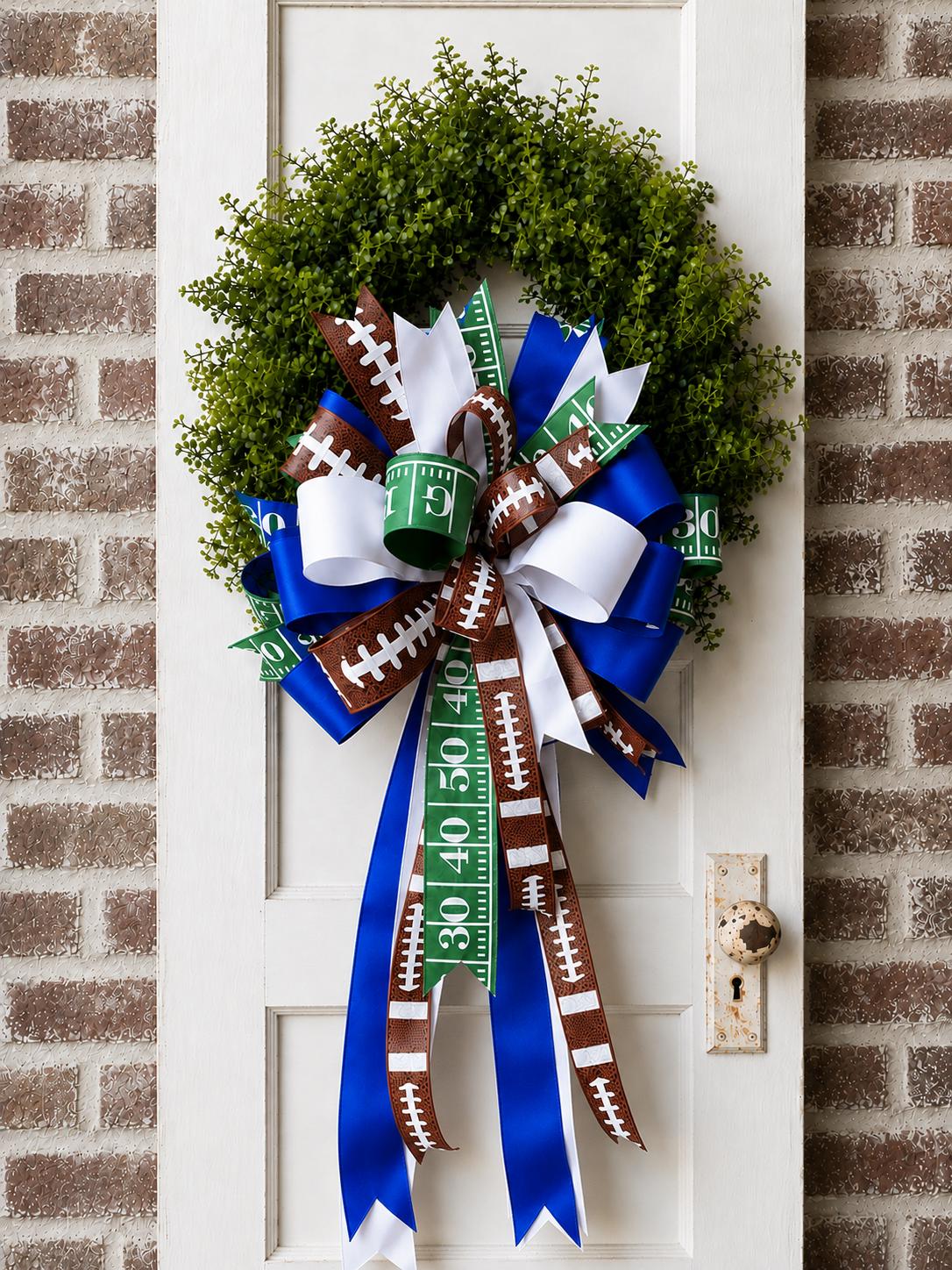 Game Day Wreath Bow Football Bow Front Door Bow Custom Team Colors Wreath Attachment Fall Wreath Bow