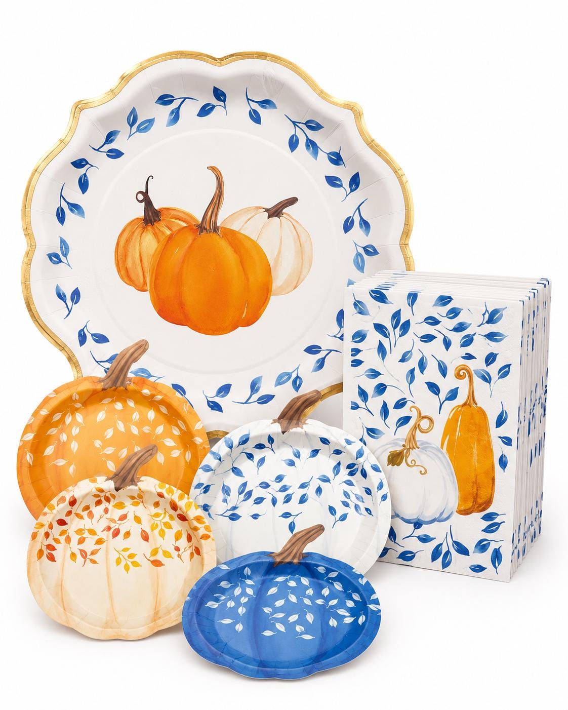 Thanksgiving Paper Plate Pumpkin Dinner Plates Dessert Plates Napkins Fall Tableware Decor