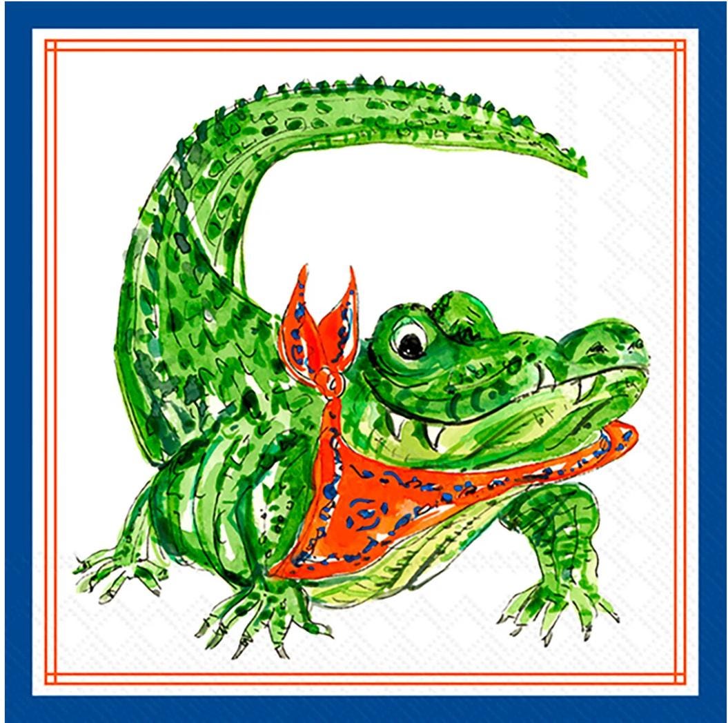 Alligator Cocktail Napkins Orange and Blue Game Day Napkins Tailgate Party Decor School Spirit Football Party