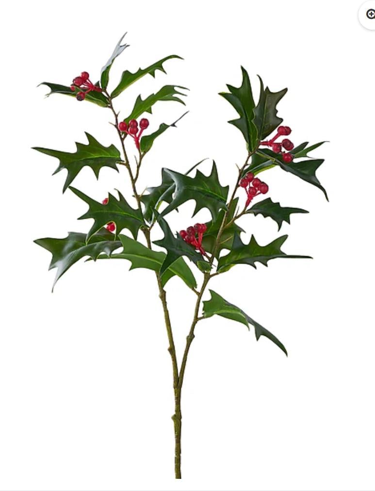 Christmas Tree Decor Holly Berry Spray Greenery with Red Berries Holiday Floral Stem
