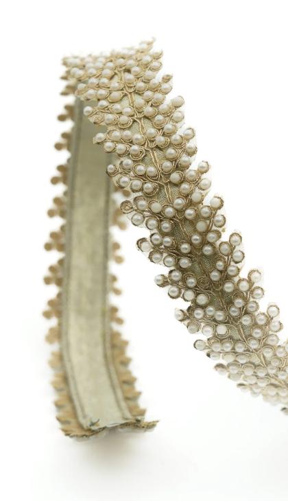 Pearl Wired Ribbon Designer Ribbon Ivory Gold Ribbon Wedding Christmas Wreath Bow Ribbon 1.5"