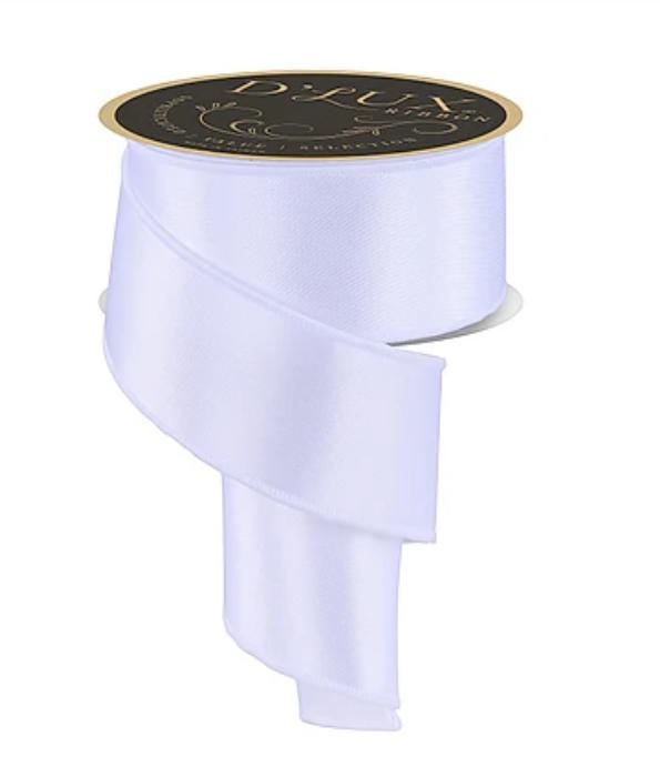 White Satin Wired Ribbon | Luxury Ribbon for Wreaths & Bows