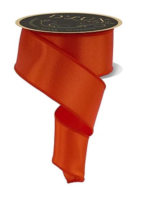 Orange Satin Wired Ribbon Halloween Ribbon Fall Ribbon Wreath Making Ribbon Bow Making Ribbon Craft Supply