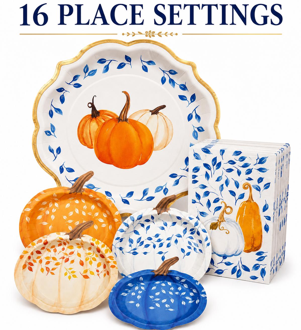 Thanksgiving Paper Plate Pumpkin Dinner Plates Dessert Plates Napkins Fall Tableware Decor