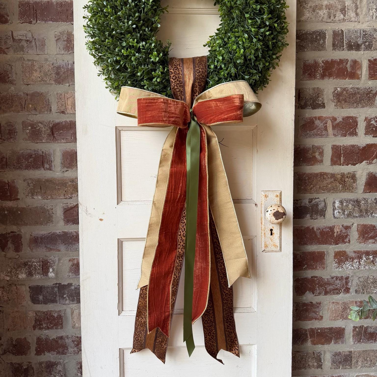 Fall Wreath Sash Leopard Print Rust Velvet Front Door Bow Luxury Autumn Wreath Decor