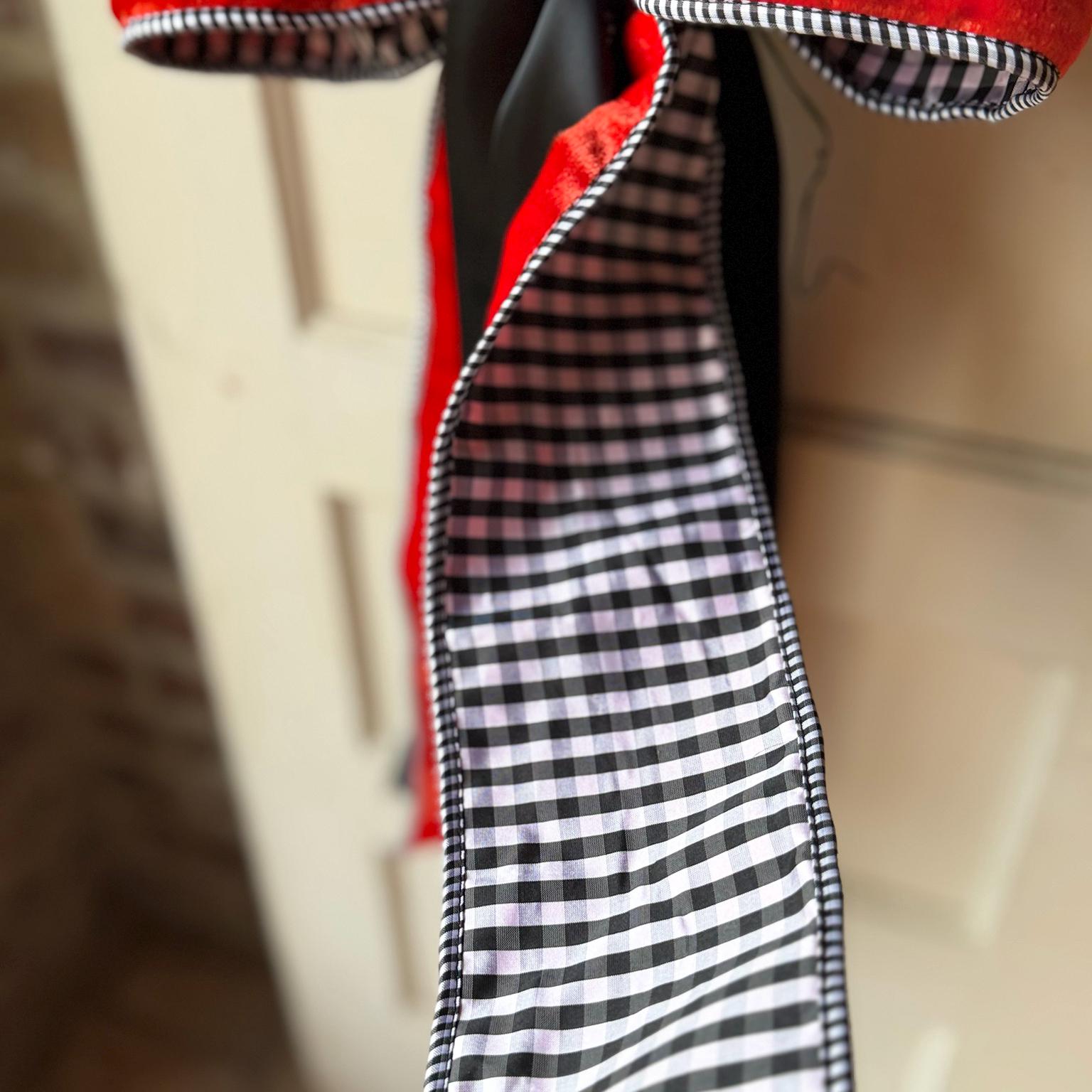 Orange Velvet Wreath Sash Black White Gingham Wreath Bow Front Door Decor Game Day School Color Decor