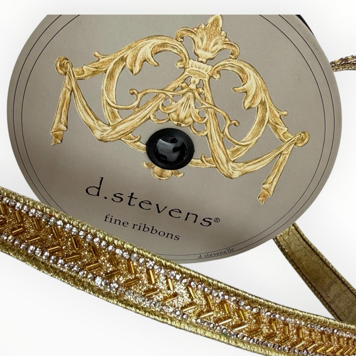 Gold Jeweled Ribbon Trim D Stevens Ribbon Rhinestone Ribbon Designer Ribbon Decorative Ribbon Crystal Edge Ribbon Wedding Decor Craft Supply