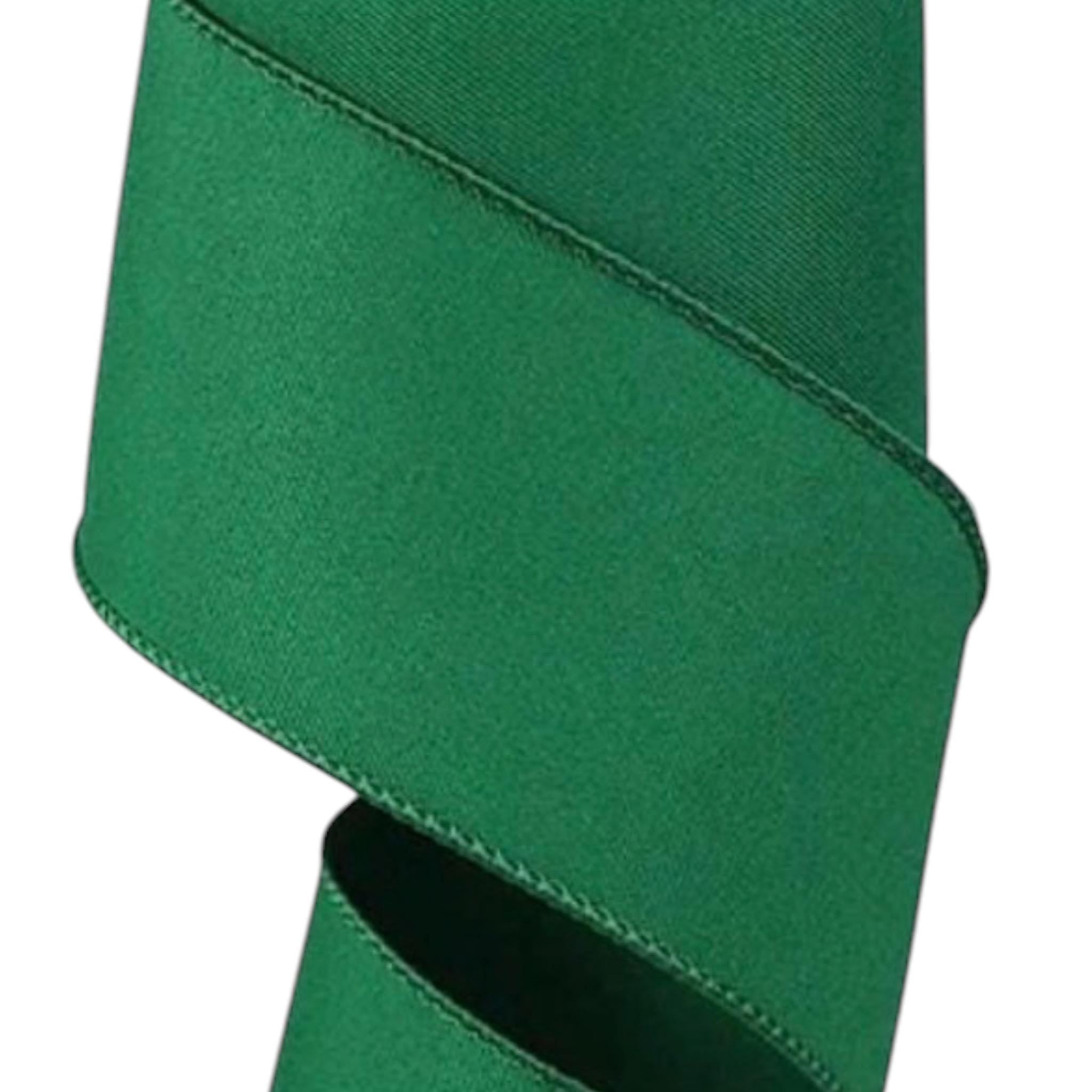 Emerald Green Wired Ribbon Solid Christmas Ribbon Wreath Bow Ribbon 2.5 Inch 10 Yards